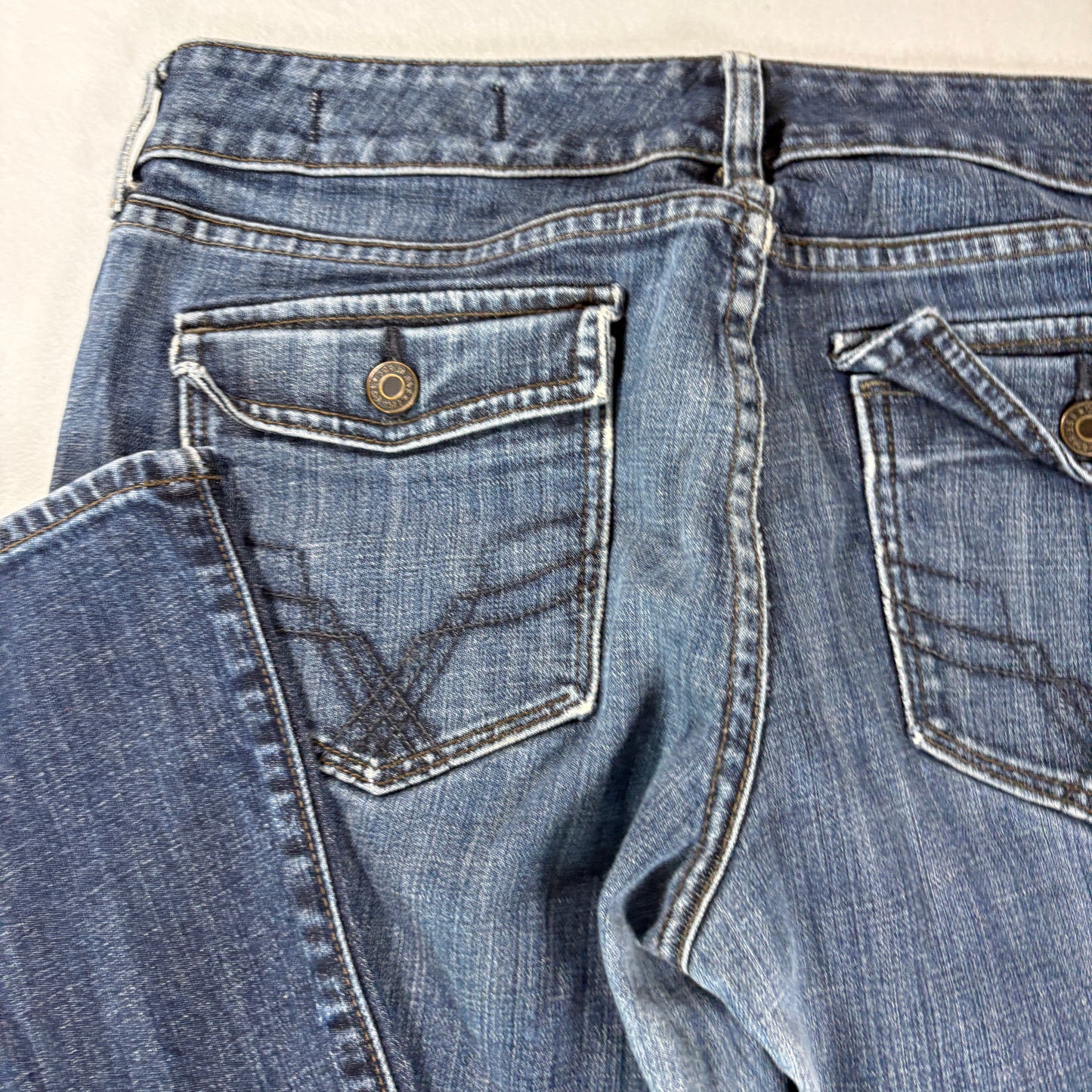 Women’s Blue Jeans Bootcut Flare Denim Pants Size 12A Dark Wash Stretch