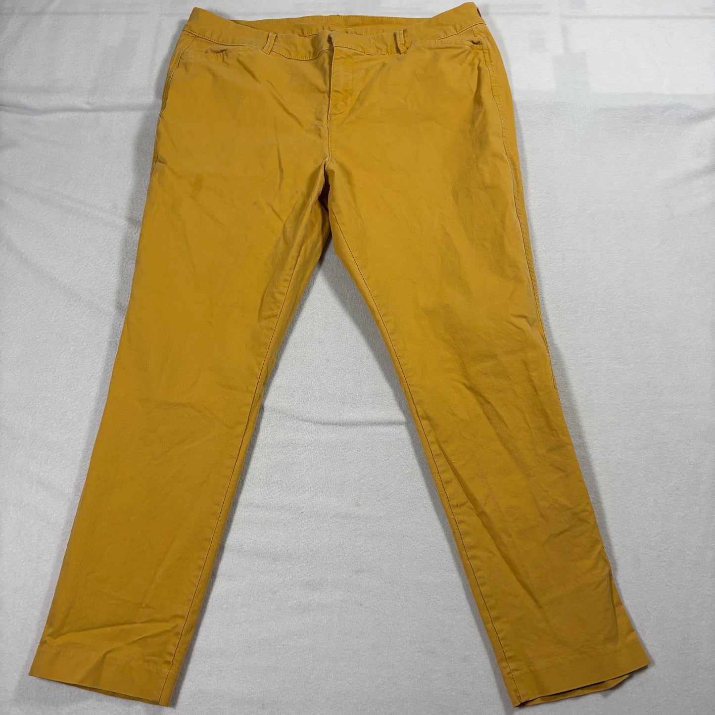Mustard Yellow Chino Pants Womens Size 14 Stretch Cotton Slim Fit Casual