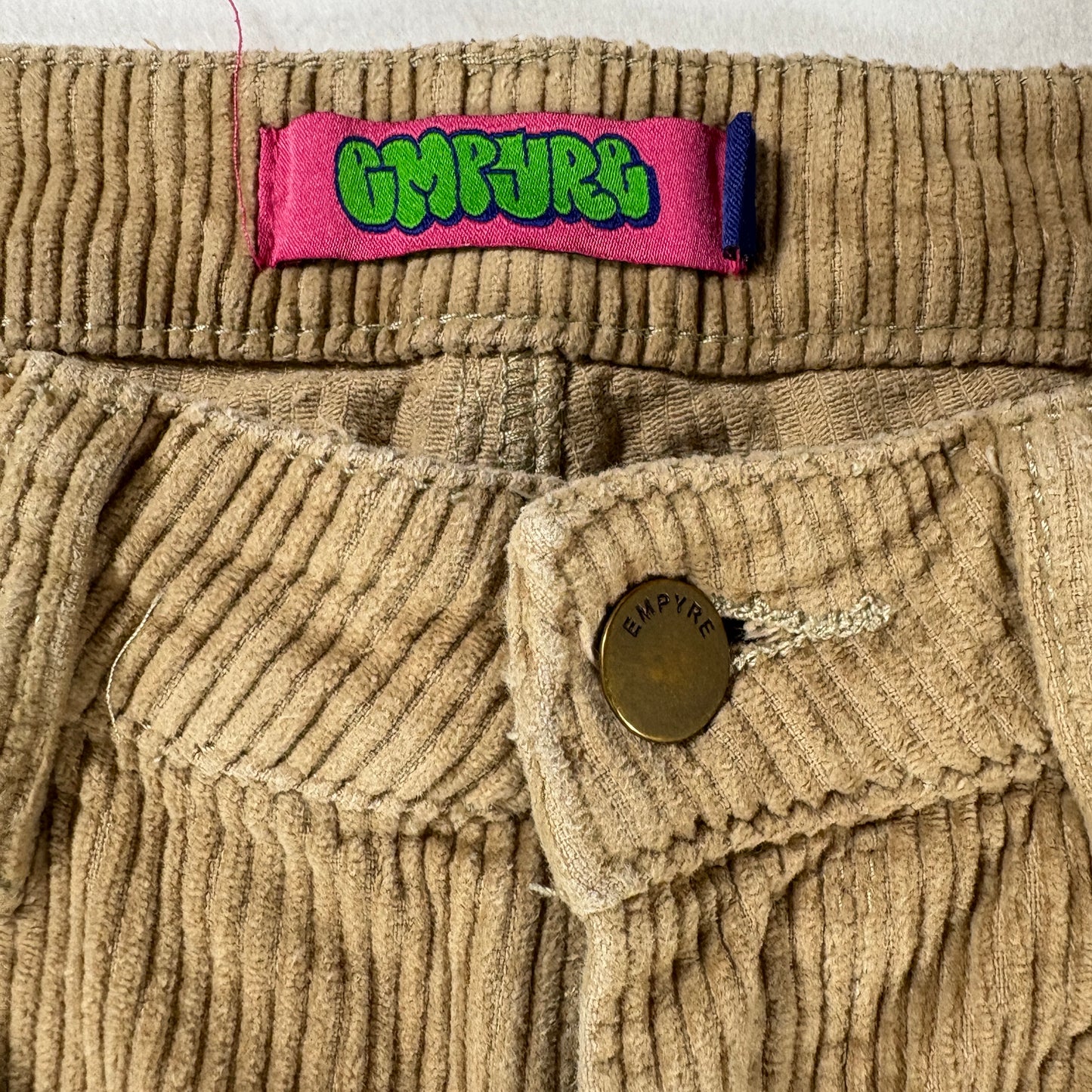 Empyre Corduroy Pants Tan Brown Baggy Retro Y2K Skater Style Casual