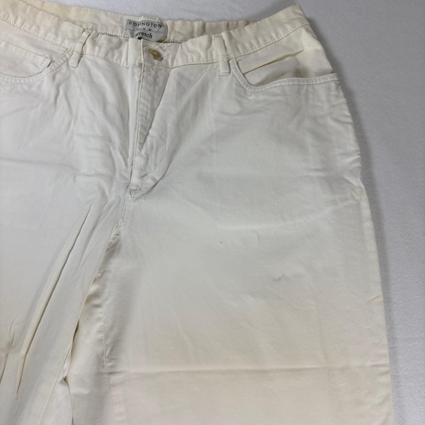 Covington Pants Women’s 14 Stretch Beige White Cropped Casual Capri