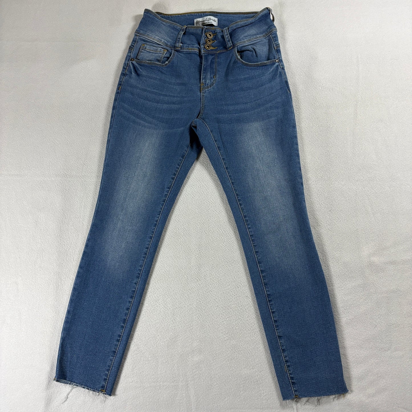 Honey & Bristle Womens High Rise Skinny Jeans Button Fly Stretch Denim Size 9