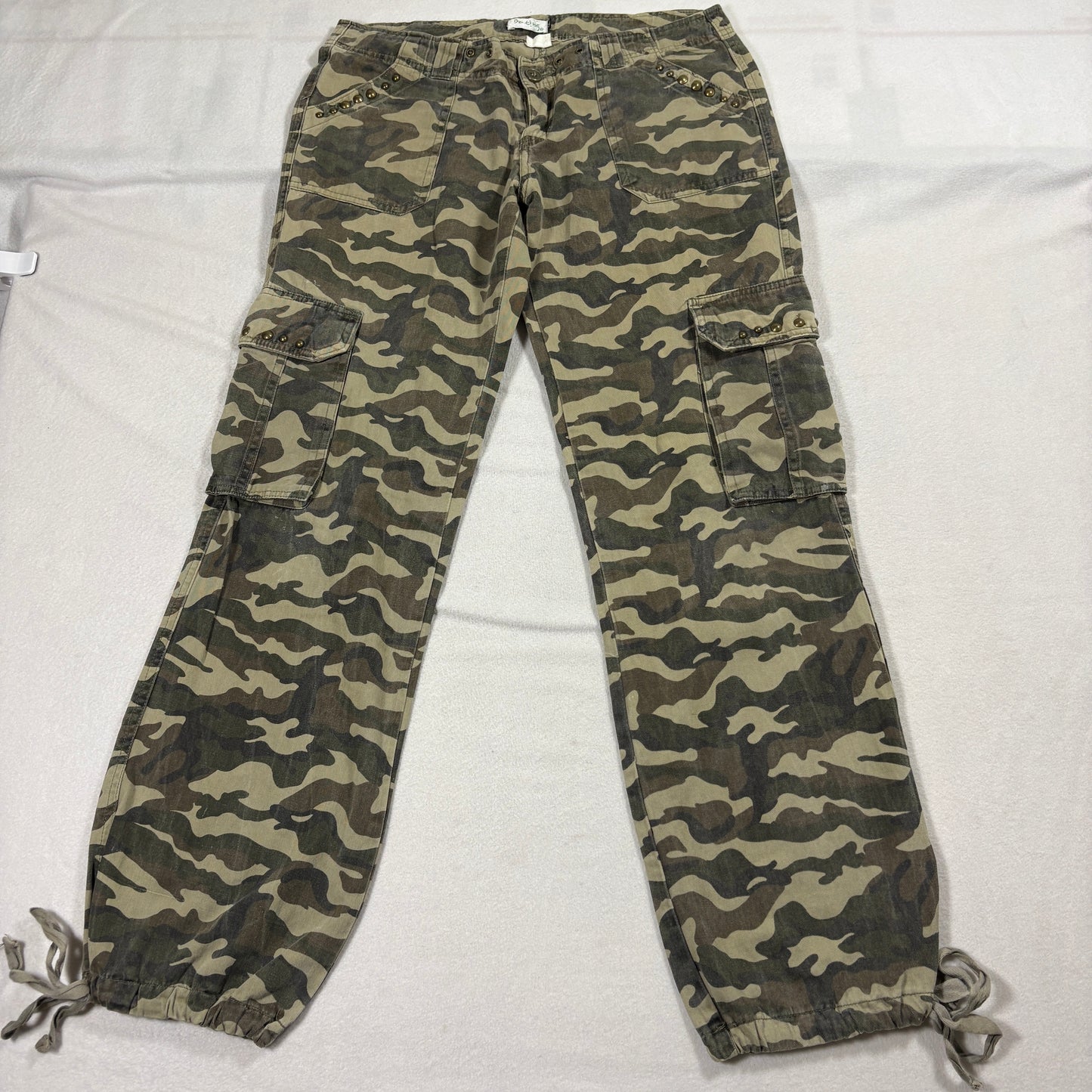 Dating Camo Cargo Pants Womens Medium 100% Cotton Military Utility Y2K Style