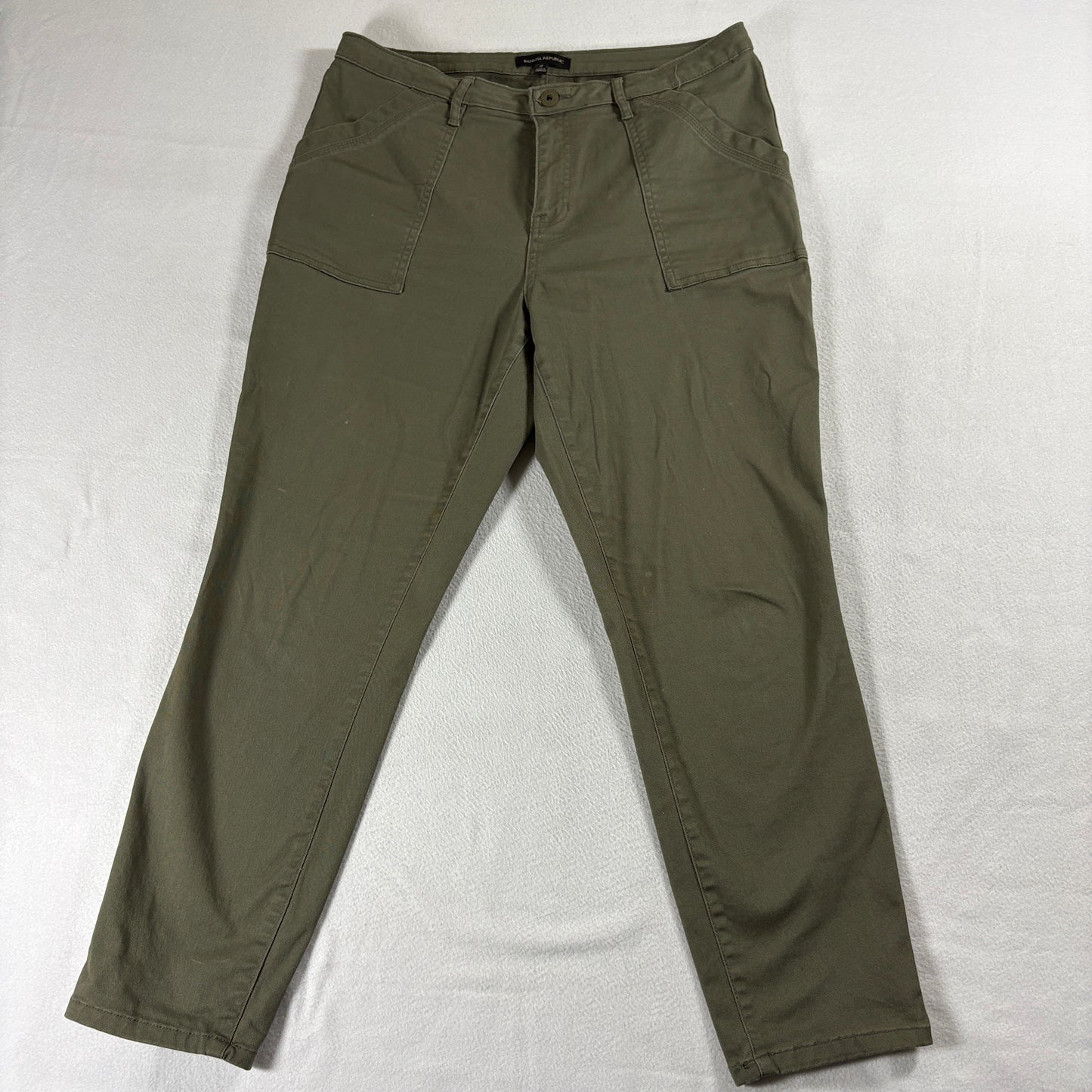 Banana Republic Womens Olive Green Straight Leg Pants Stretch Casual Size 12