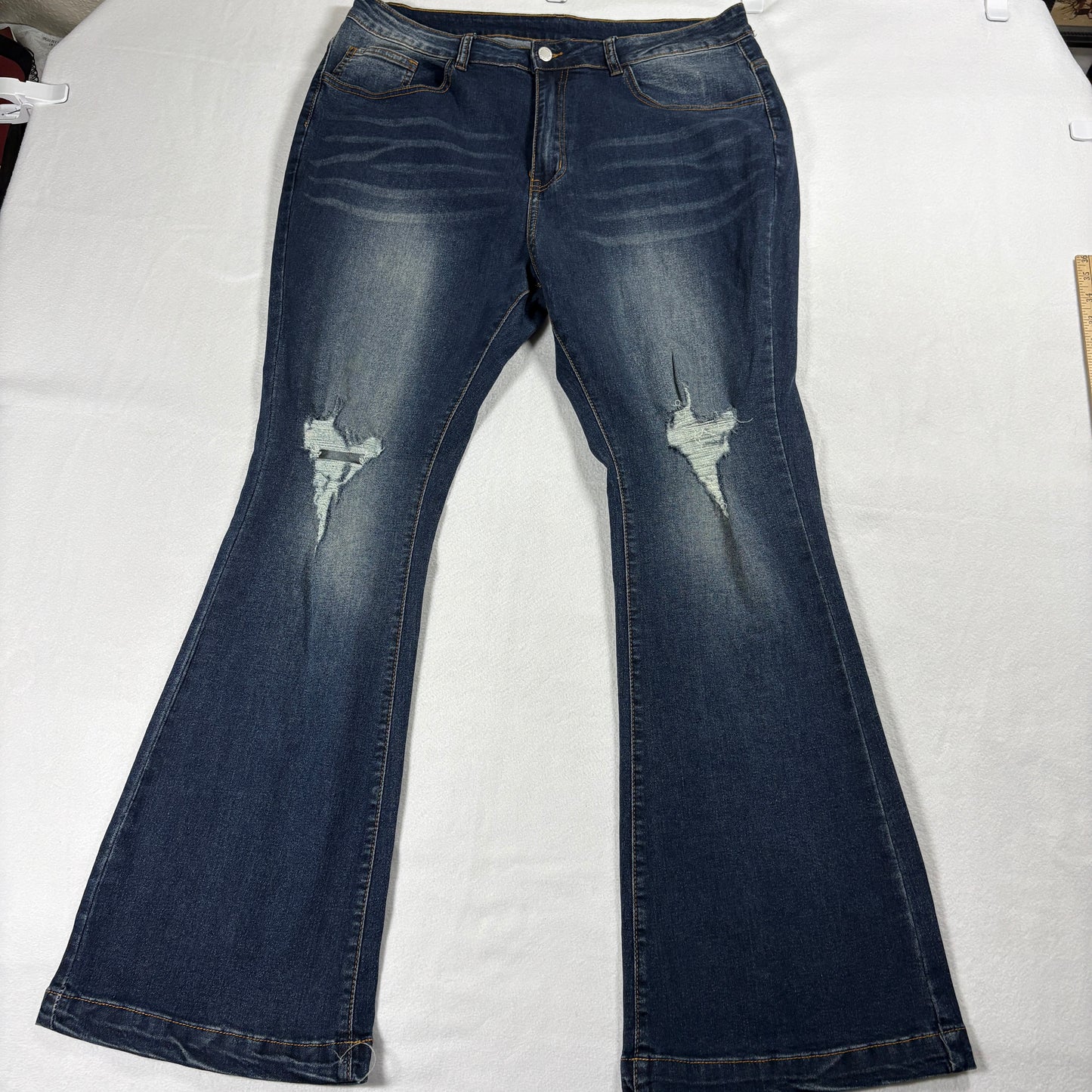 Vintage Shein Curve Jeans Womens Size 16 Blue Distressed Bootcut Y2K Look Retro!