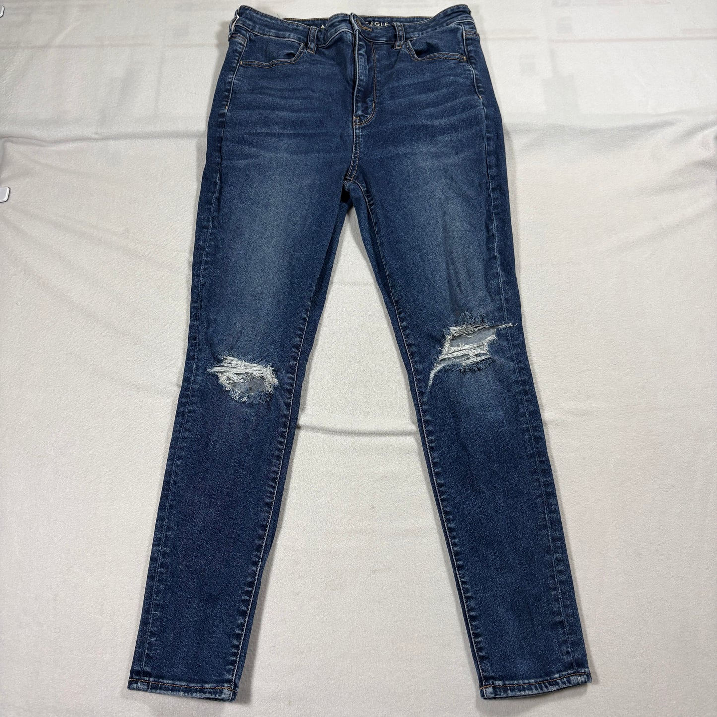 American Eagle Jeans Womens 12 Super Hi Rise Jegging Distressed Next Level