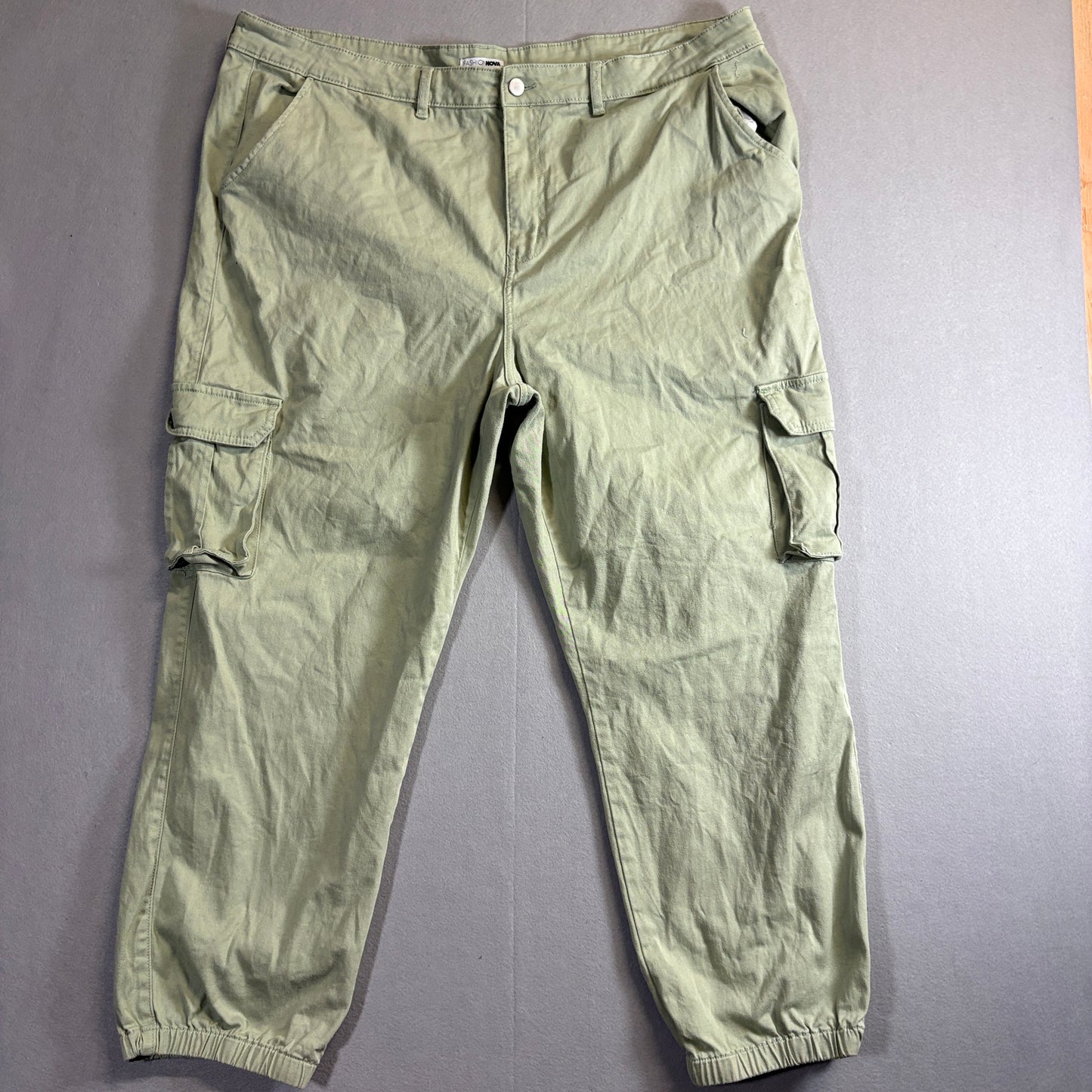 Fashion Nova Cargo Jogger Pants Womens 3X Fits Like 41x20 22W Sage Green Y2K