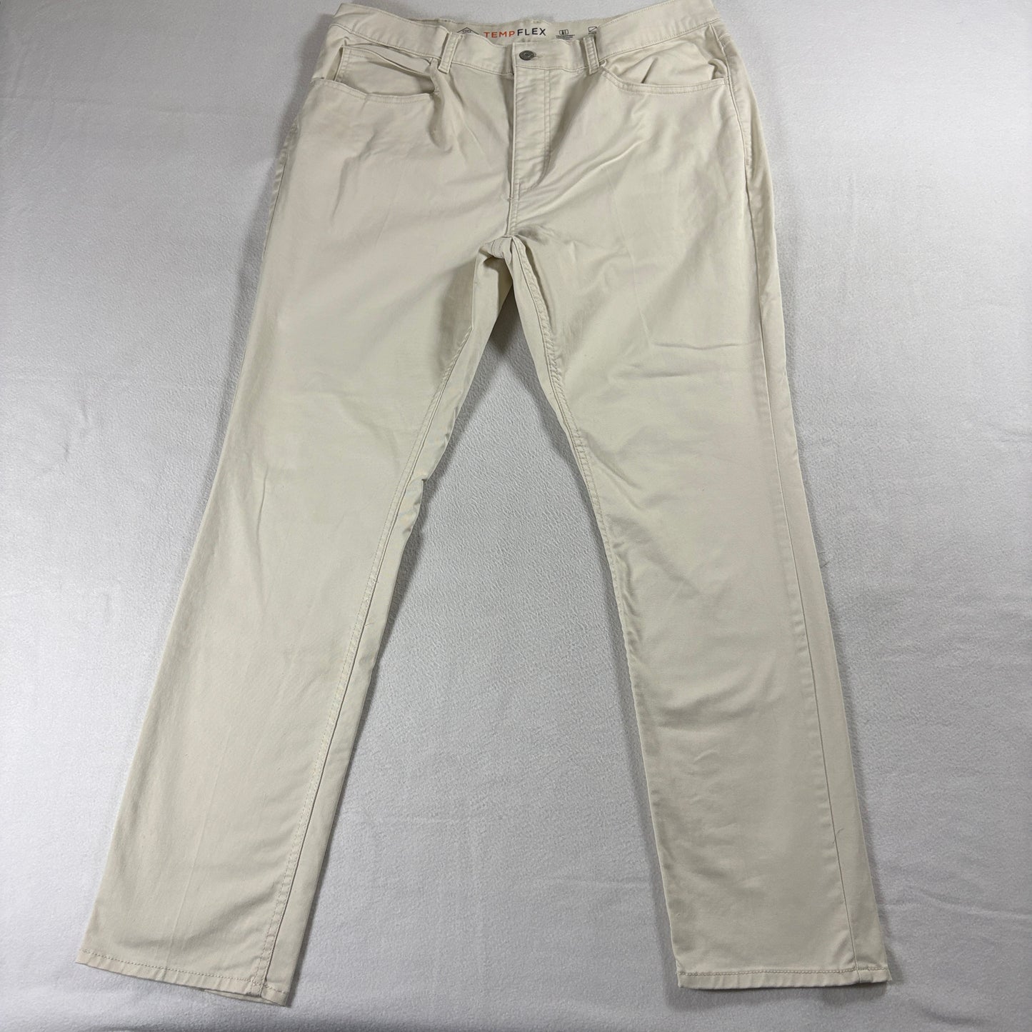 St Johns Bay TempFlex Pants Mens 36x32 Khaki Stretch Straight Casual Comfort