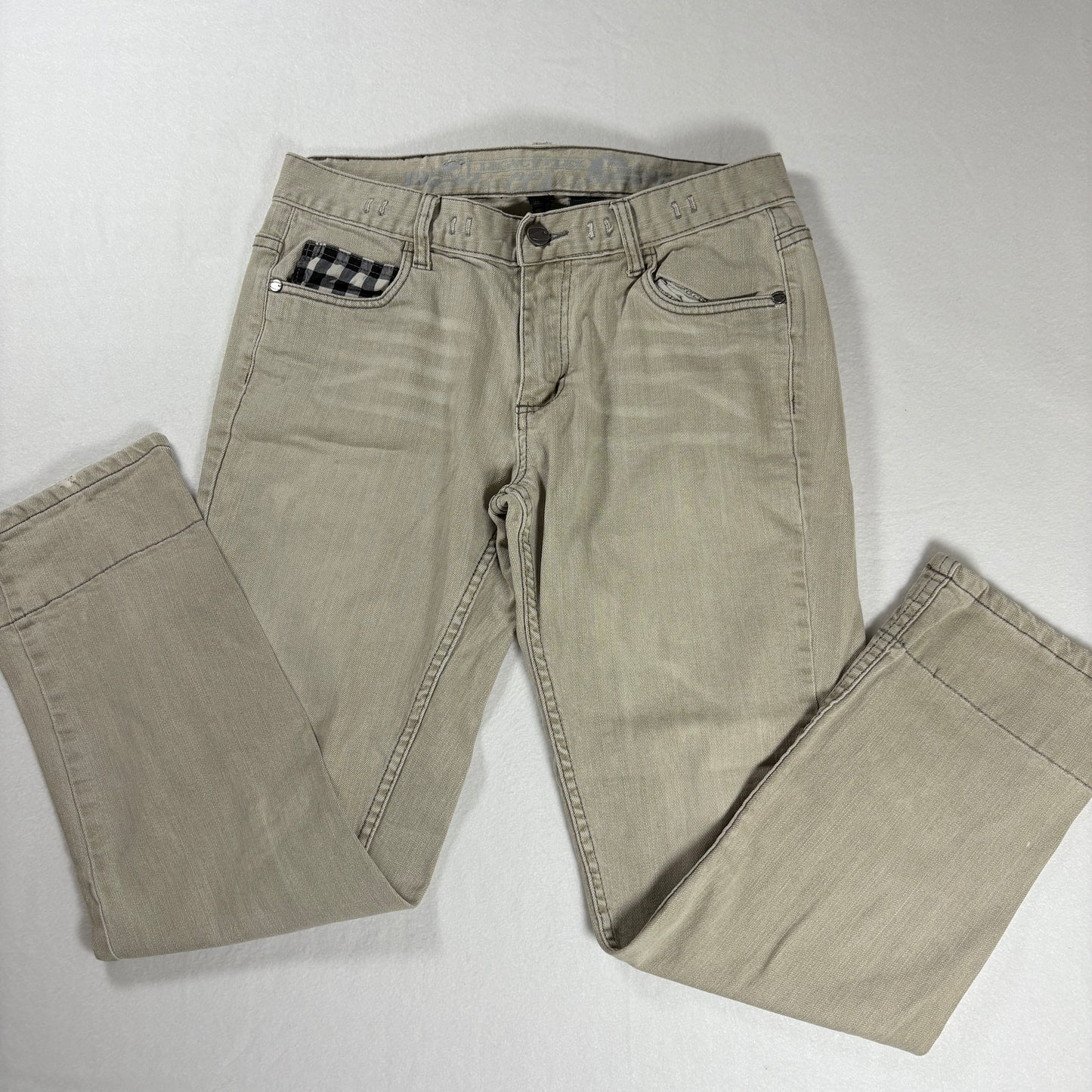 CCS Jeans Men’s 32x30 Beige Khaki Straight Leg Skate Pants Plaid Tr