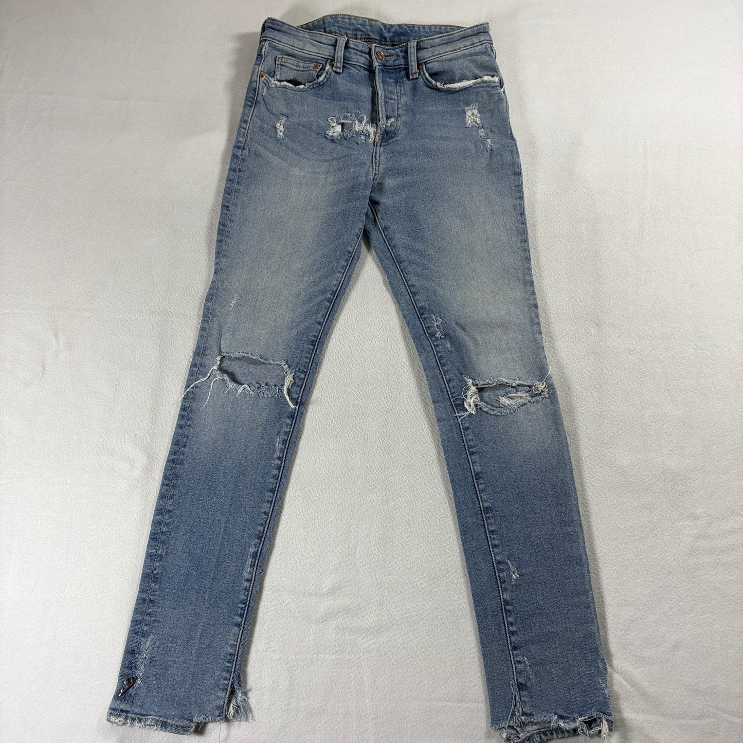 H&M Skinny Distressed Jeans Mens 30 Light Wash Stretch Denim Streetwear Pants