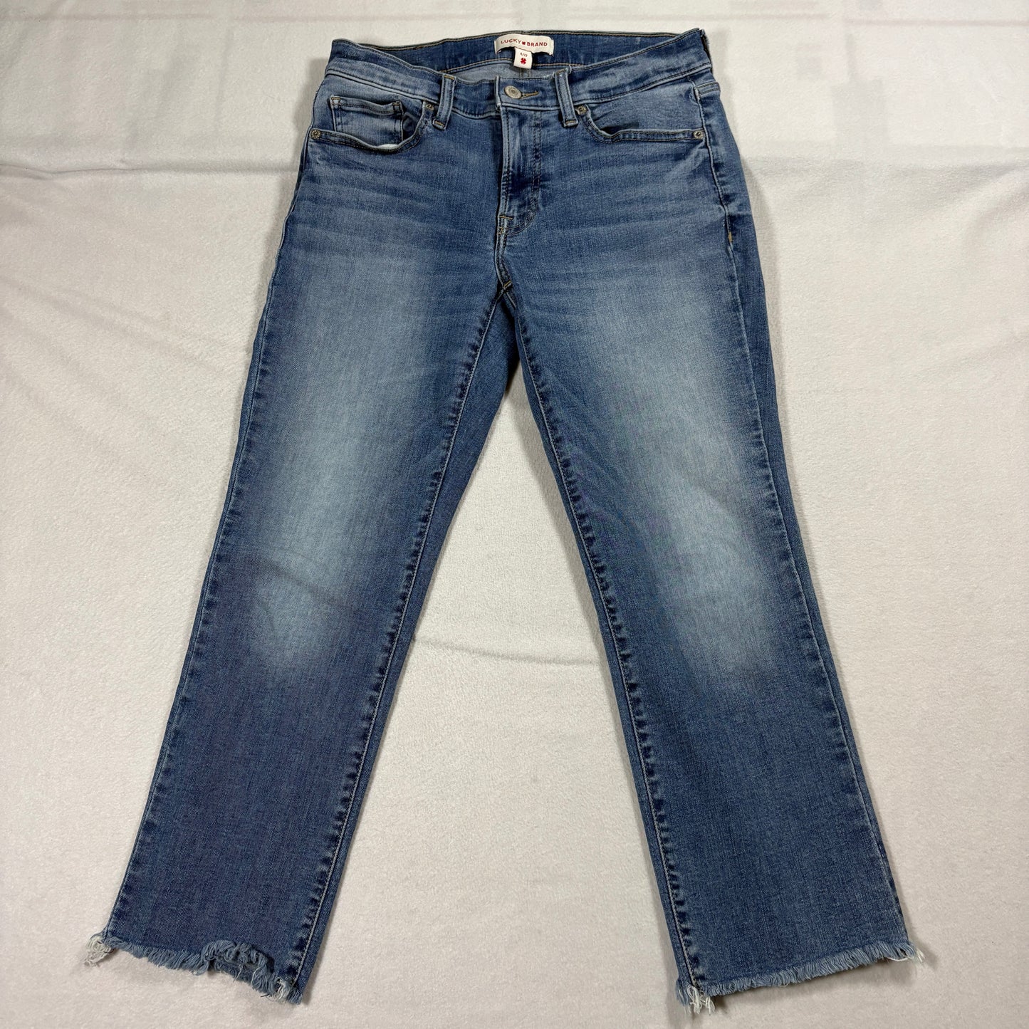 Lucky Brand Jeans Womens 4/27 Medium Wash Straight Leg Raw Hem Denim