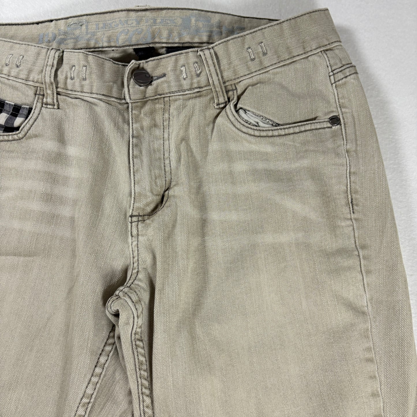 CCS Jeans Men’s 32x30 Beige Khaki Straight Leg Skate Pants Plaid Tr