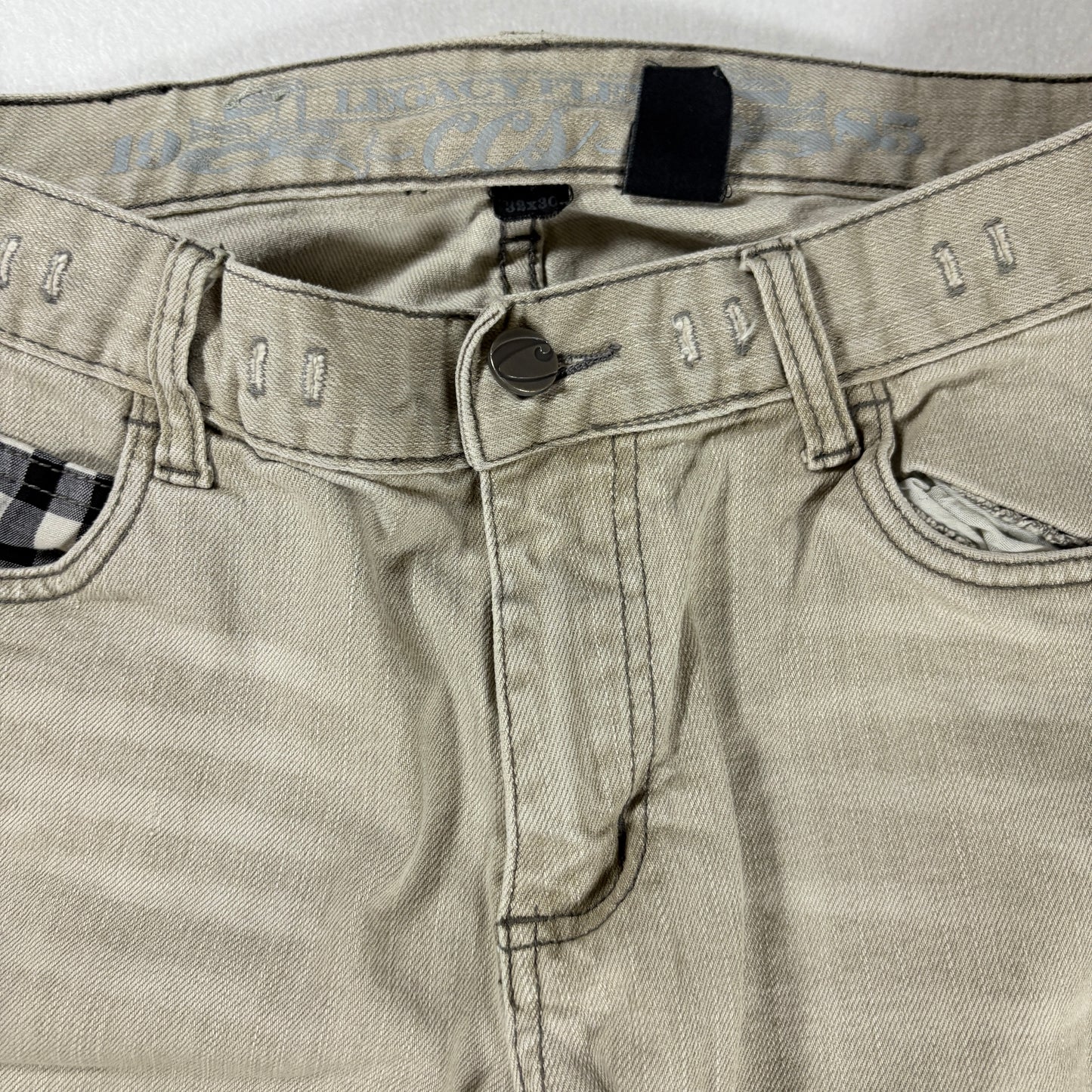CCS Jeans Men’s 32x30 Beige Khaki Straight Leg Skate Pants Plaid Tr