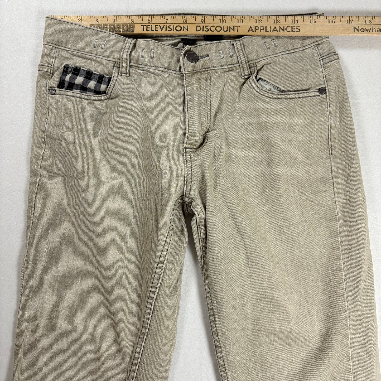 CCS Jeans Men’s 32x30 Beige Khaki Straight Leg Skate Pants Plaid Tr