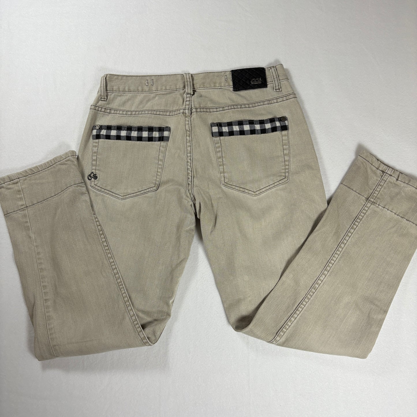 CCS Jeans Men’s 32x30 Beige Khaki Straight Leg Skate Pants Plaid Tr