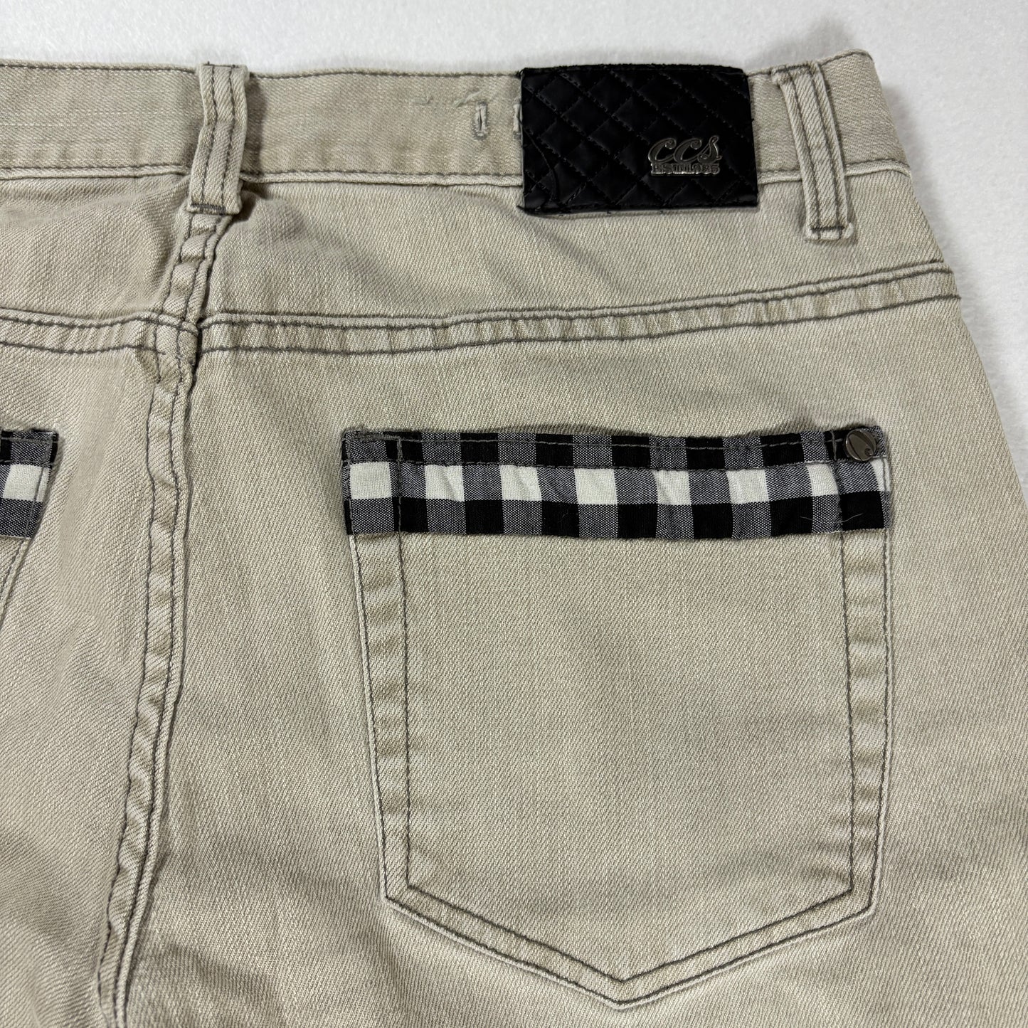 CCS Jeans Men’s 32x30 Beige Khaki Straight Leg Skate Pants Plaid Tr