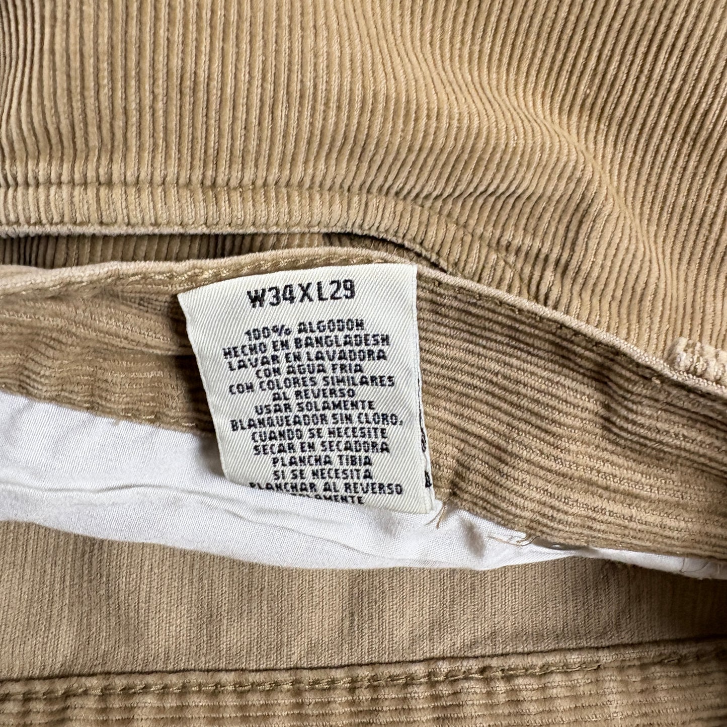 Branok Jeans Men’s 34x29 Tan Corduroy Baggy Straight Leg Pants Casual