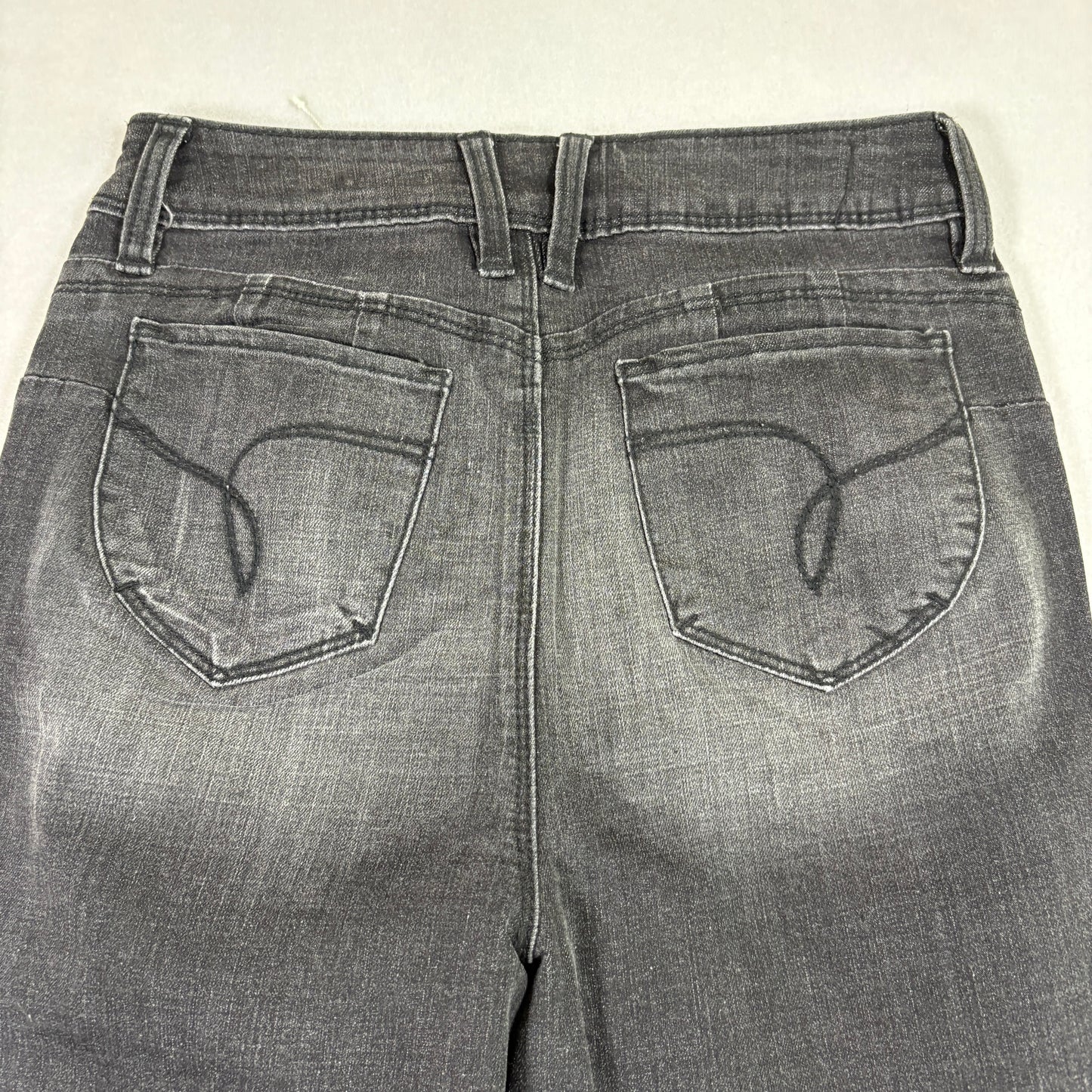 YMI womens jeans 7/28 gray black skinny stretch denim faded Y2K grunge 90s