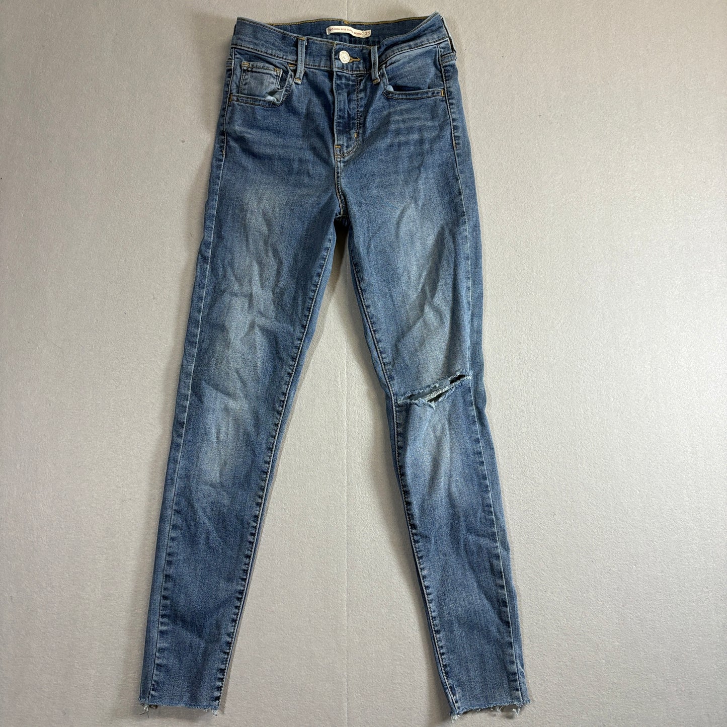 Levi's Y2K High Rise Super Skinny Jeans Womens 25 Fits Like 22x25 Distressed