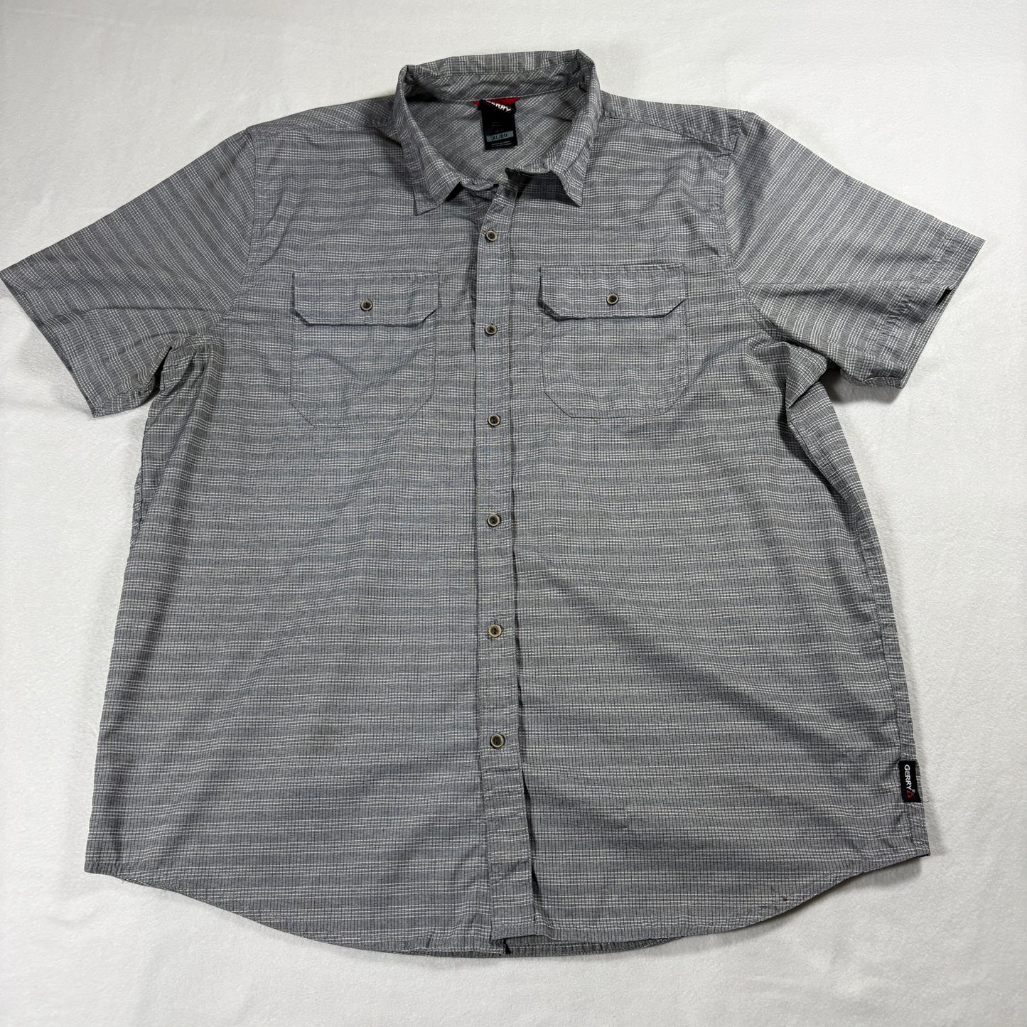 Gerry Shirt Mens XL Gray Button Short Sleeve Outdoor Utility Workwear Shirt Plus