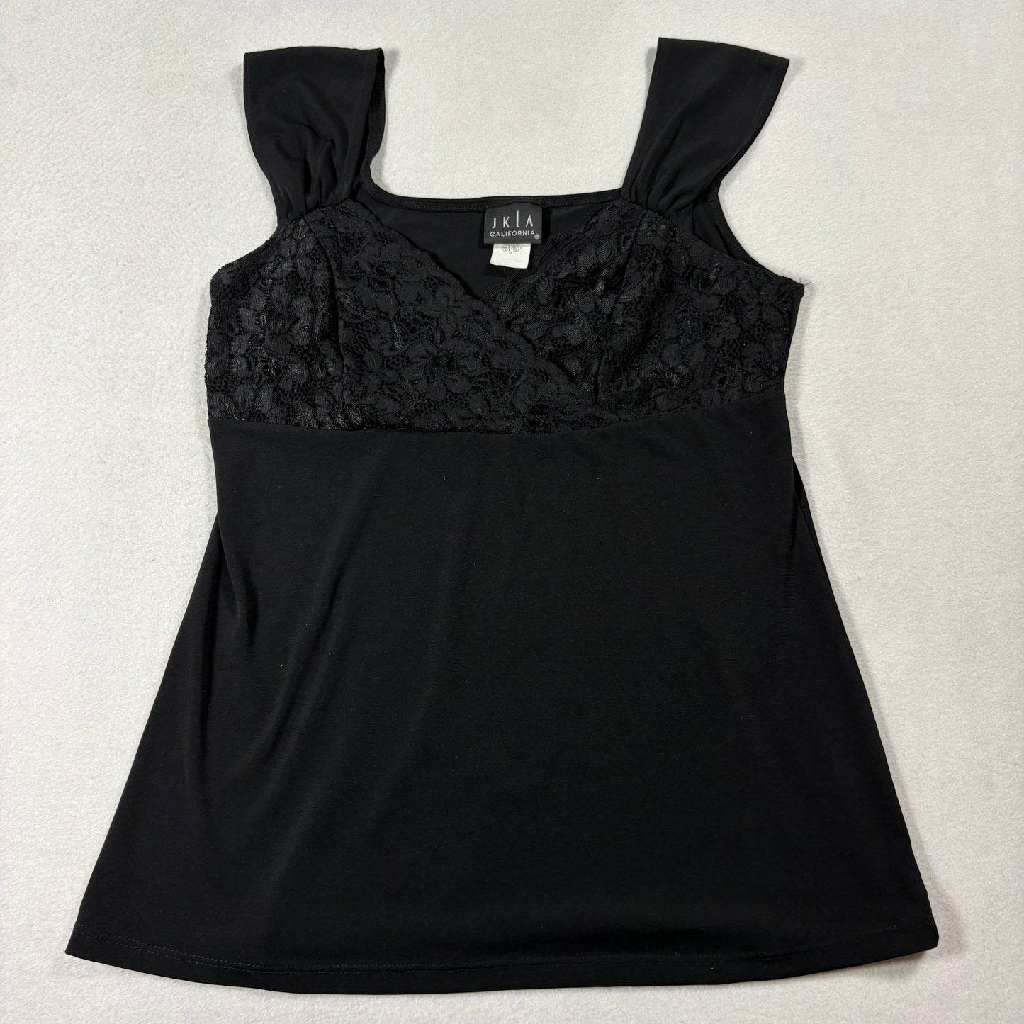 JKLA California Black Lace Top Womens M Sleeveless Stretch Dressy Blouse