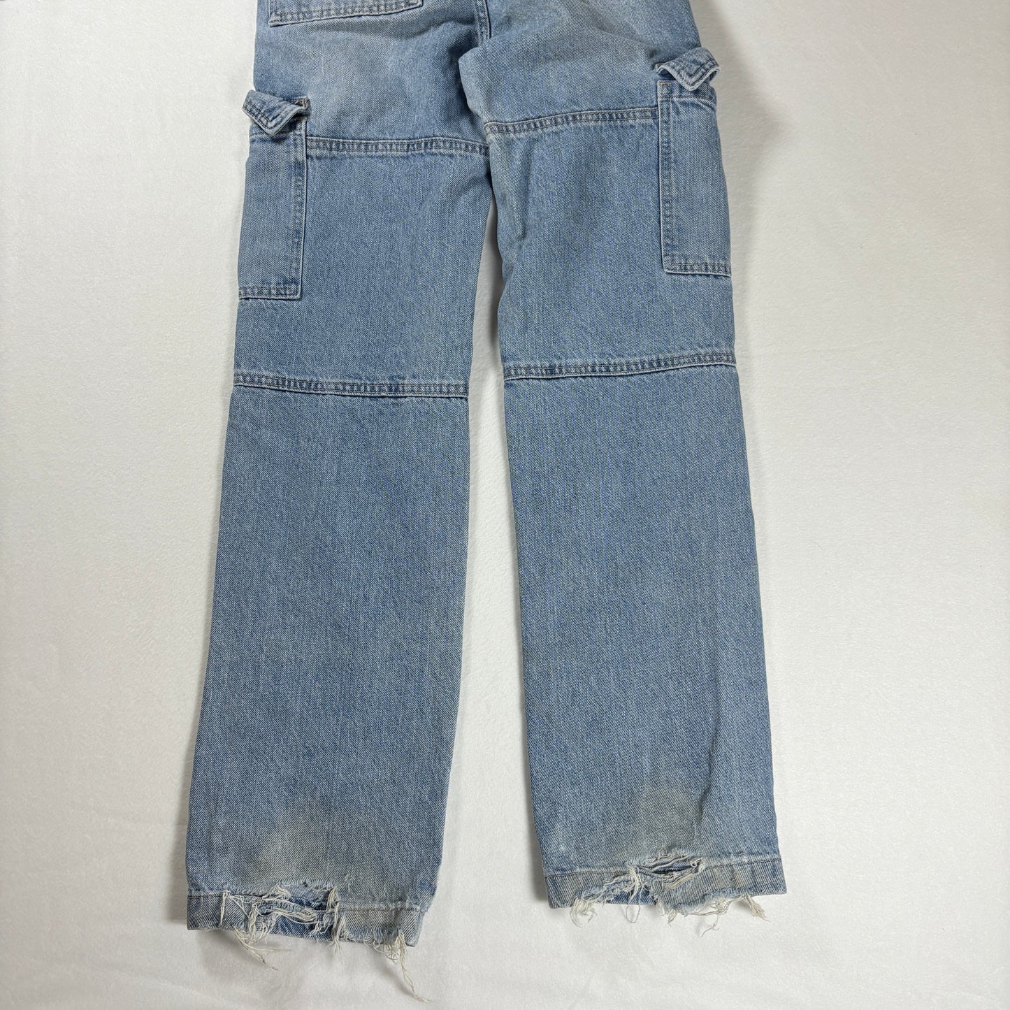 S.O.N.G. Jeans Women’s 3/26 Baggy Cargo Denim Carpenter Pants Light Wash