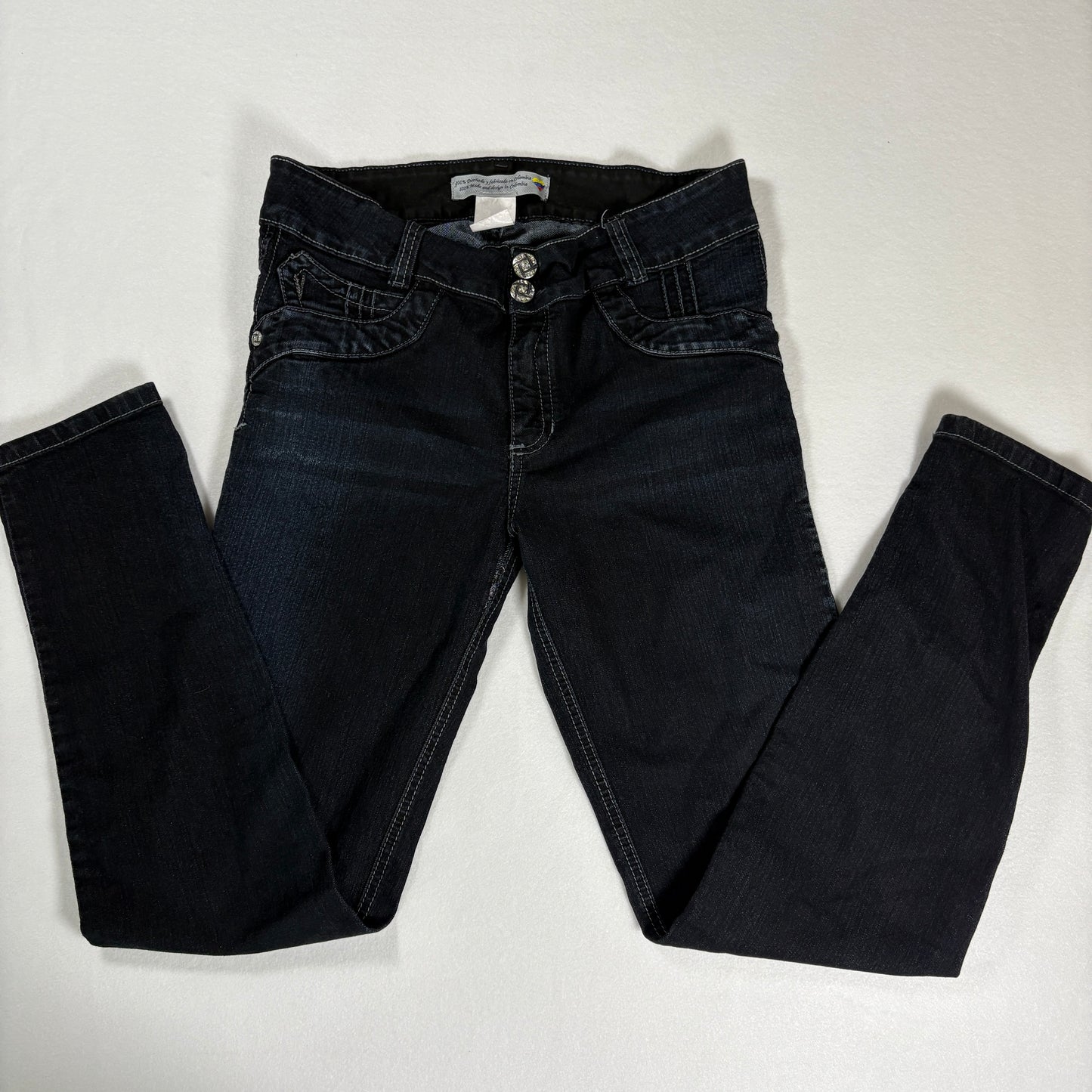 Colombian Jeans Women’s Black Denim Skinny Mid Rise Stretchy Dark Wash Pants