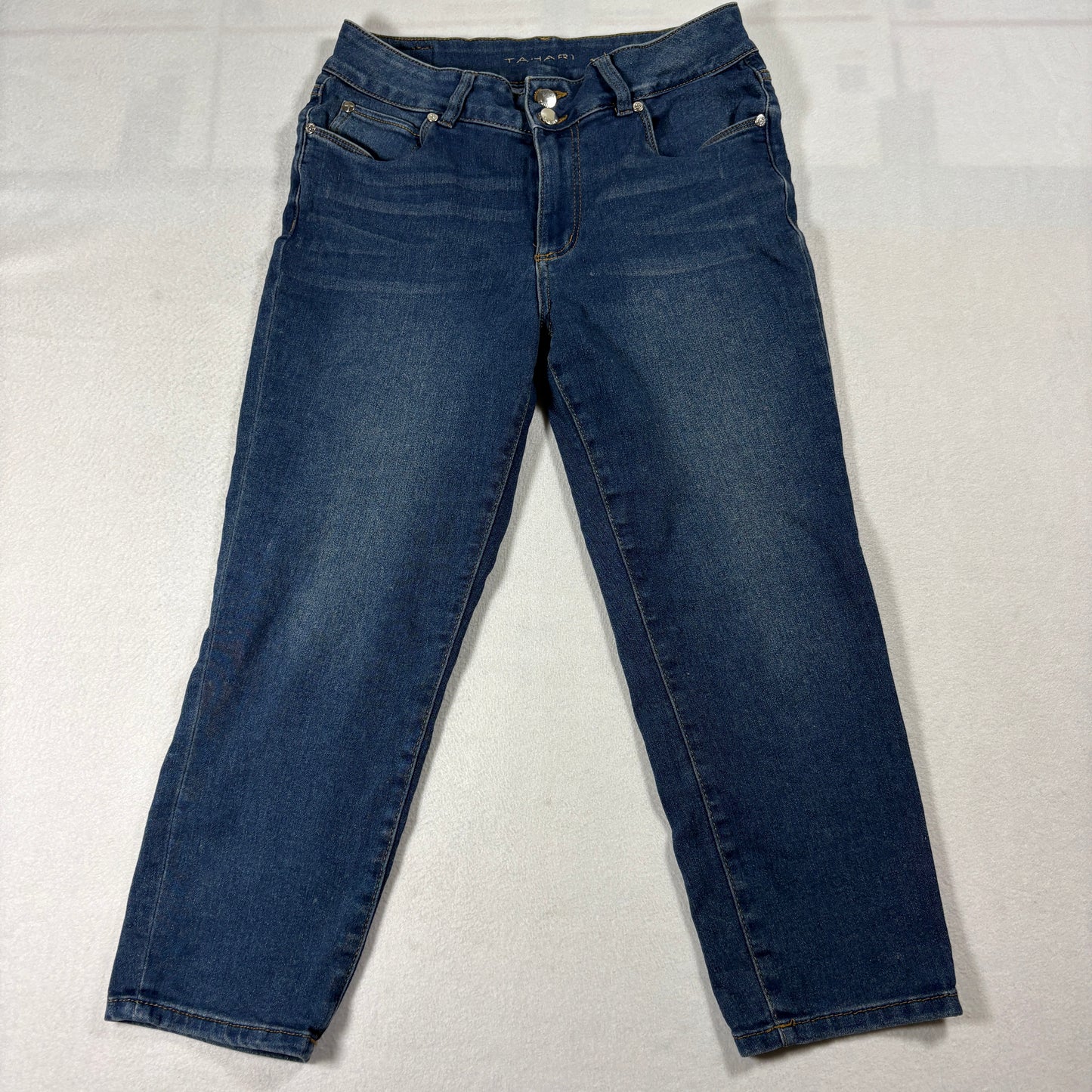 Tahari Jeans Womens 8/29 Dark Wash Stretch Denim Mid Rise Slim Fit Pants