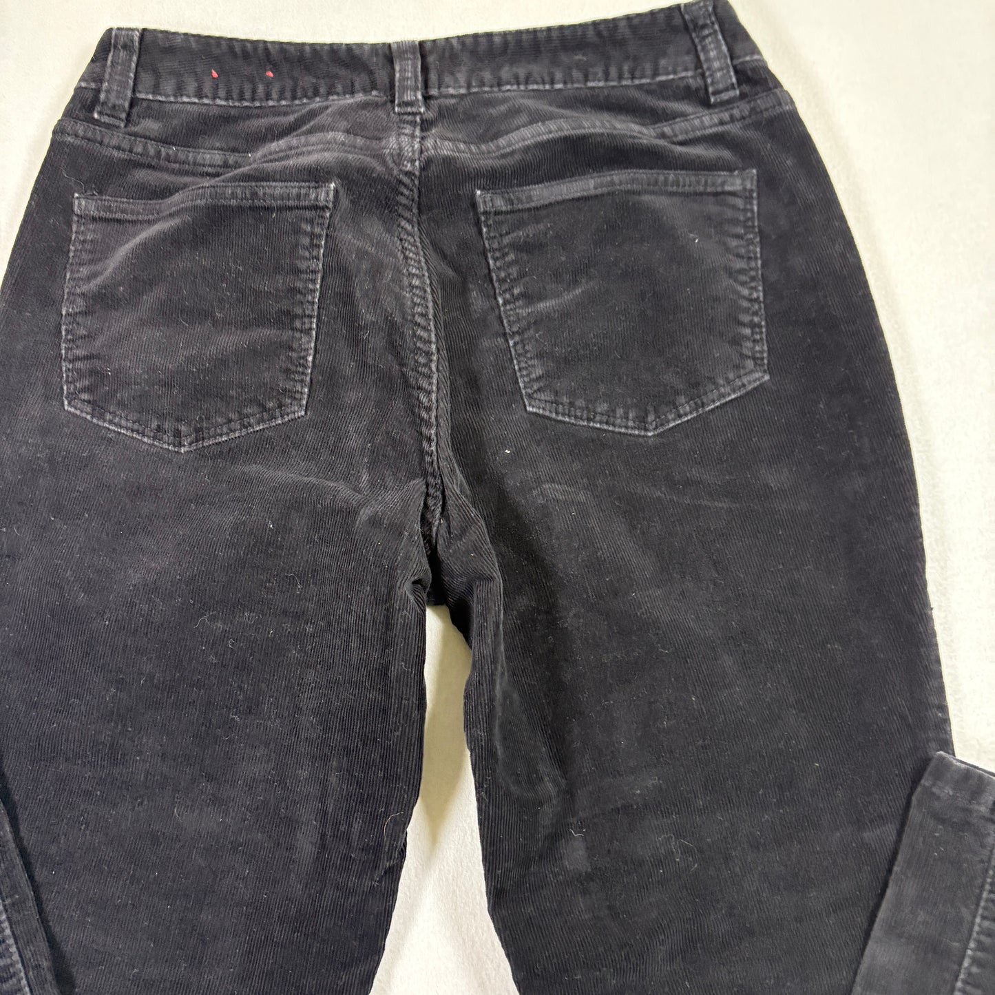 Talbots womens pants 4 curvy black corduroy straight leg high rise classic