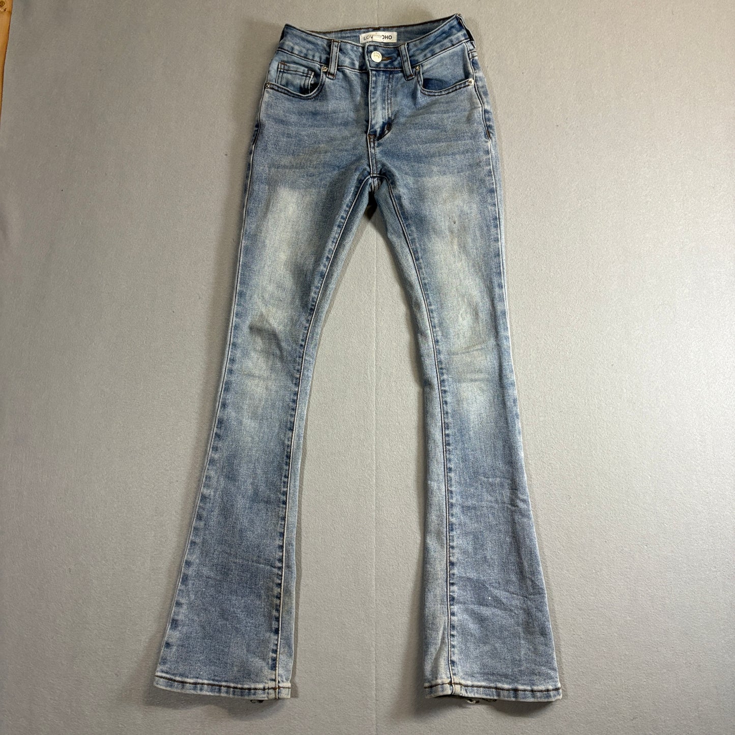 Love Soho Flare Bell Bottom Jeans Womens 00 Fits Like 21x28 Y2K Stretch