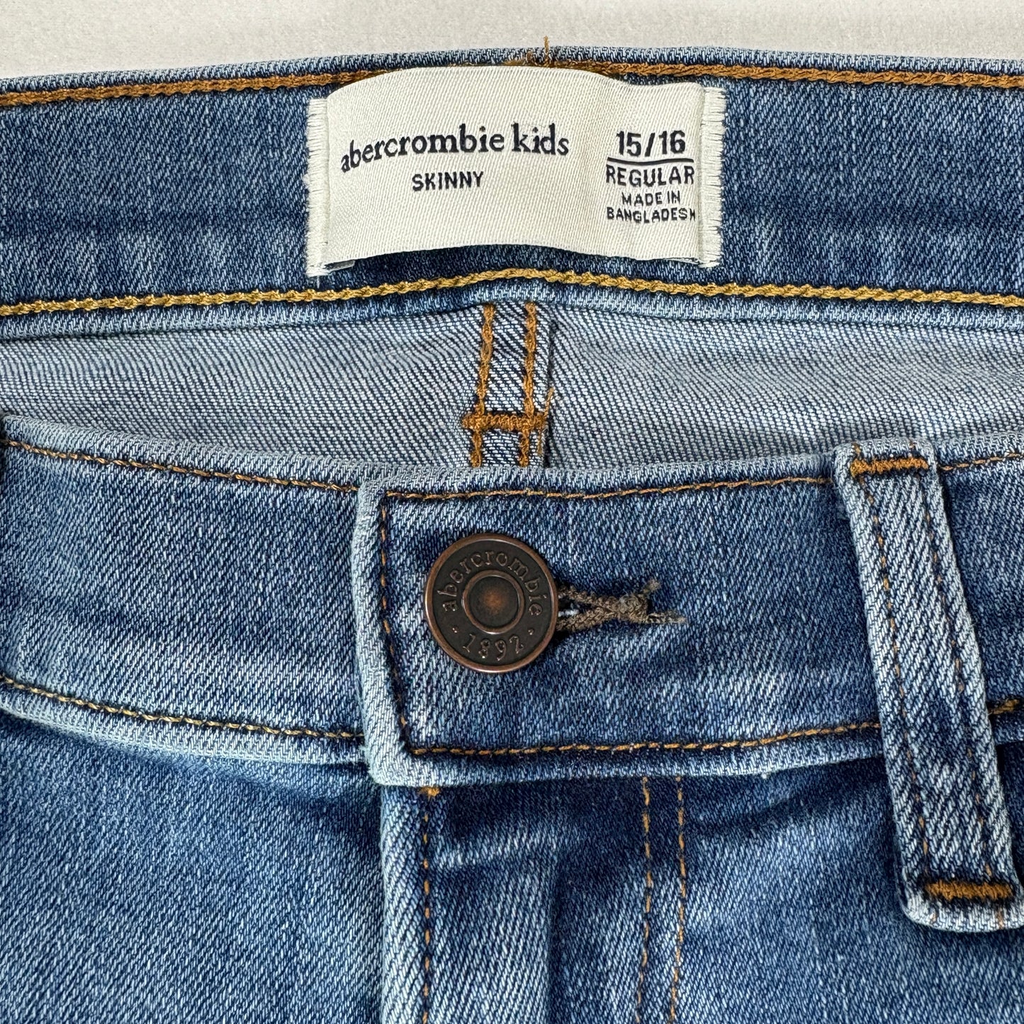 Abercrombie Kids Jeans 15/16 Blue Bootcut Distressed Stretch Denim Regular Fit