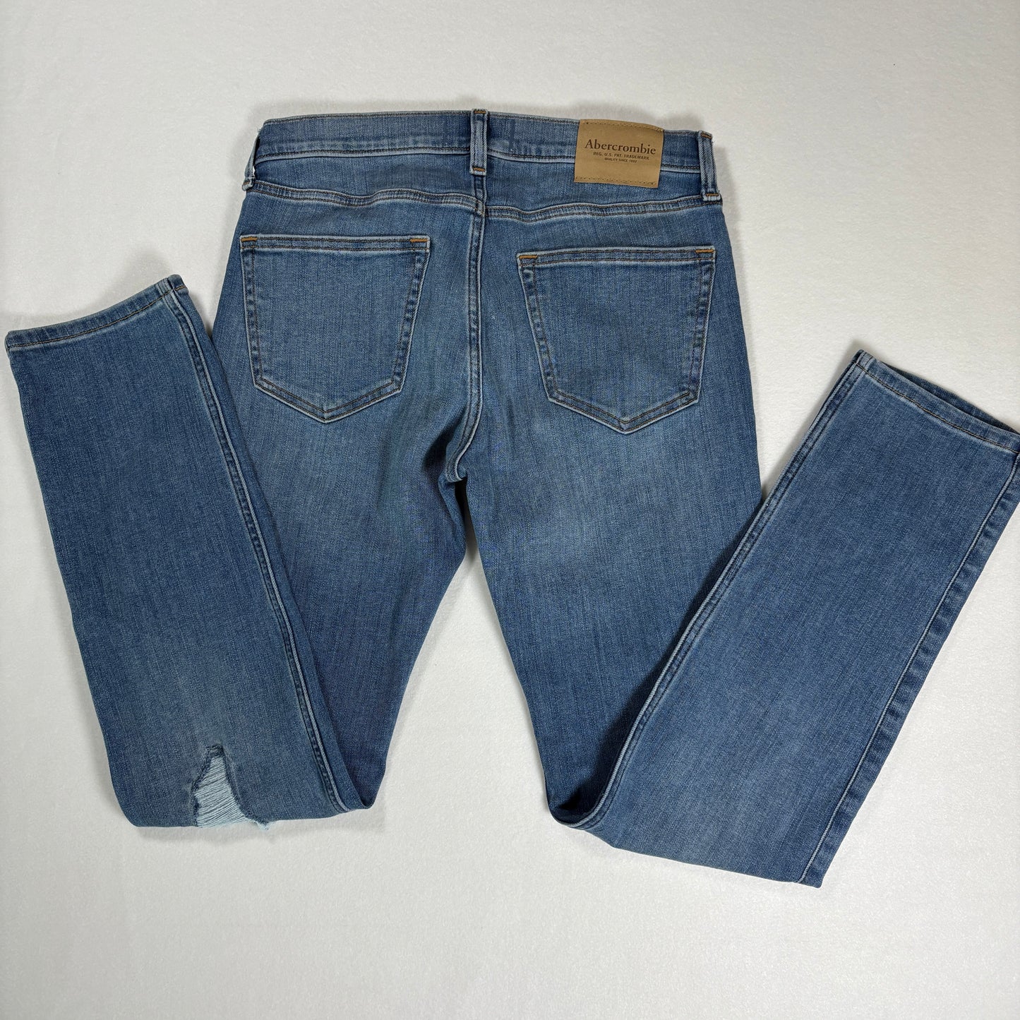 Abercrombie Kids Jeans 15/16 Blue Bootcut Distressed Stretch Denim Regular Fit