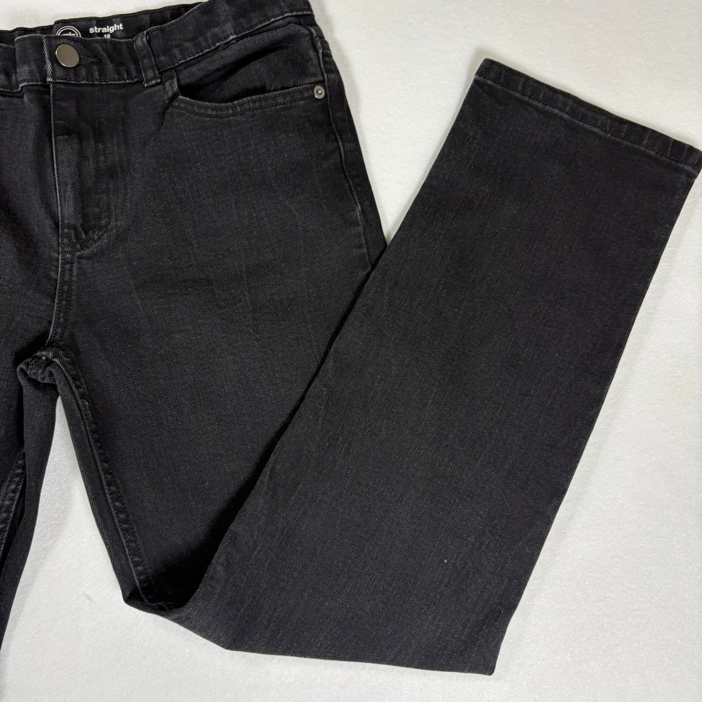 Wonder Nation Jeans Boys 16 Black Bootcut Straight Stretch Youth Denim Pants