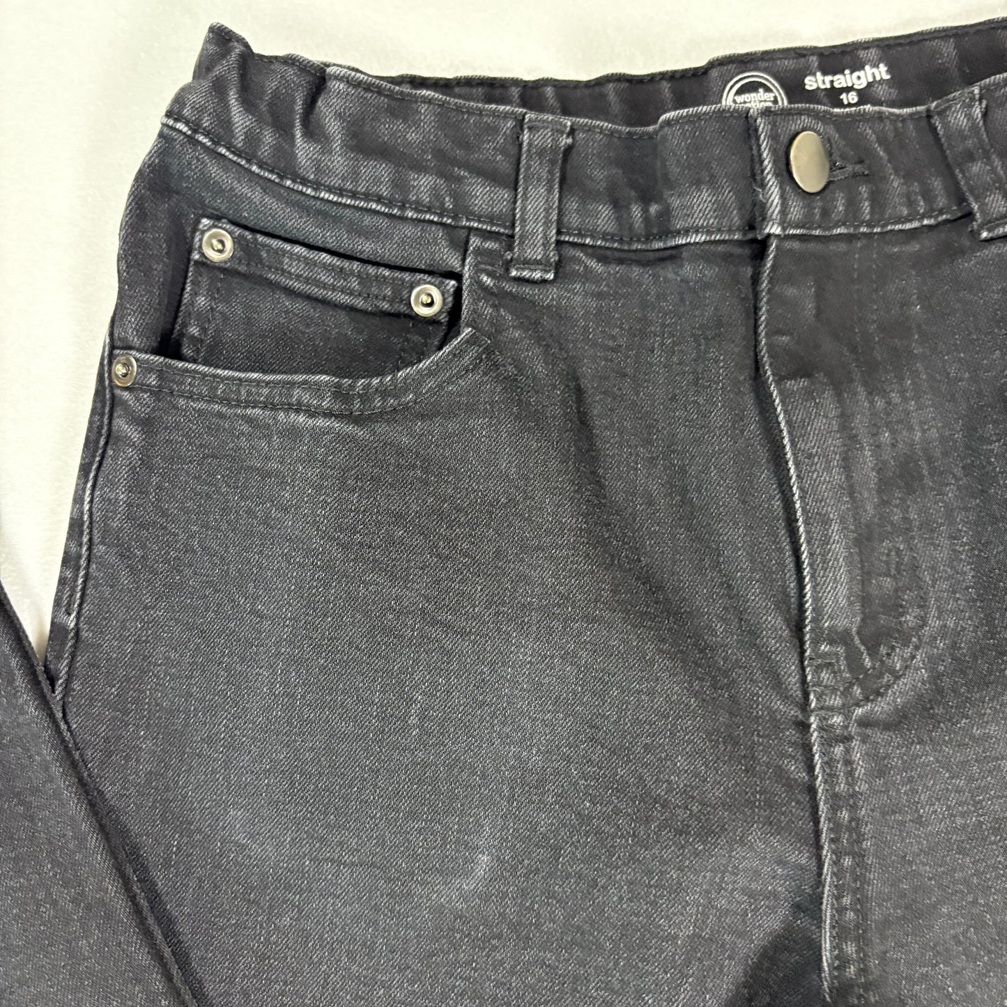 Wonder Nation Jeans Boys 16 Black Bootcut Straight Stretch Youth Denim Pants