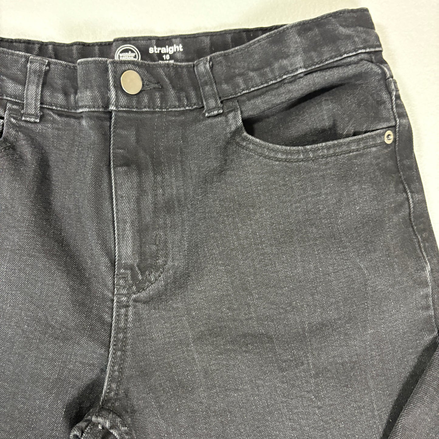 Wonder Nation Jeans Boys 16 Black Bootcut Straight Stretch Youth Denim Pants