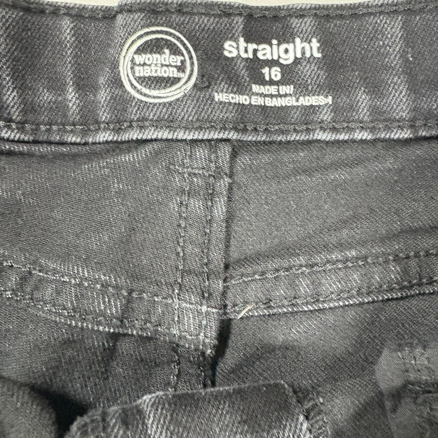 Wonder Nation Jeans Boys 16 Black Bootcut Straight Stretch Youth Denim Pants