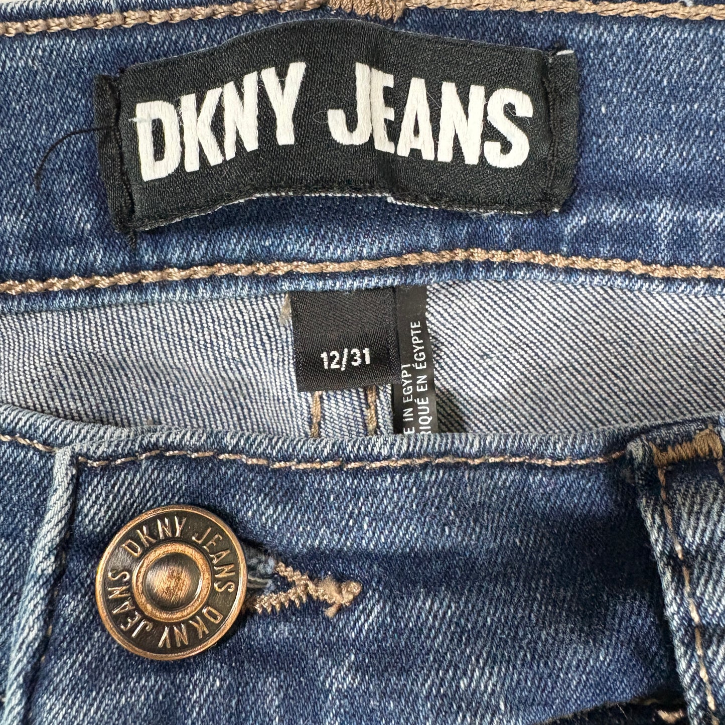 DKNY Jeans Women’s 12/31 Williamsburg High Rise Flare Blue Denim Pants