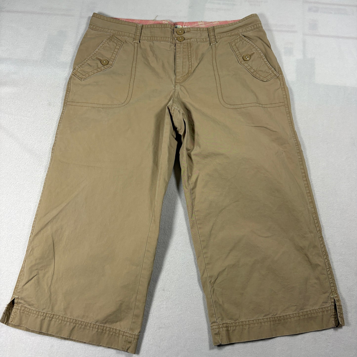 Old Navy Pants Womens 14 Khaki Crop Capri Cotton Casual Mid Rise