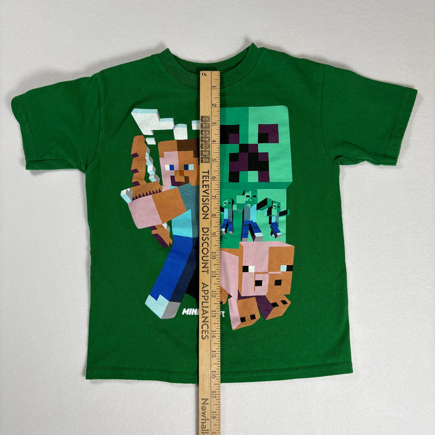 Minecraft T-Shirt Kids Small 6/7 Green Creeper Steve Pig Zombie Graphic Tee