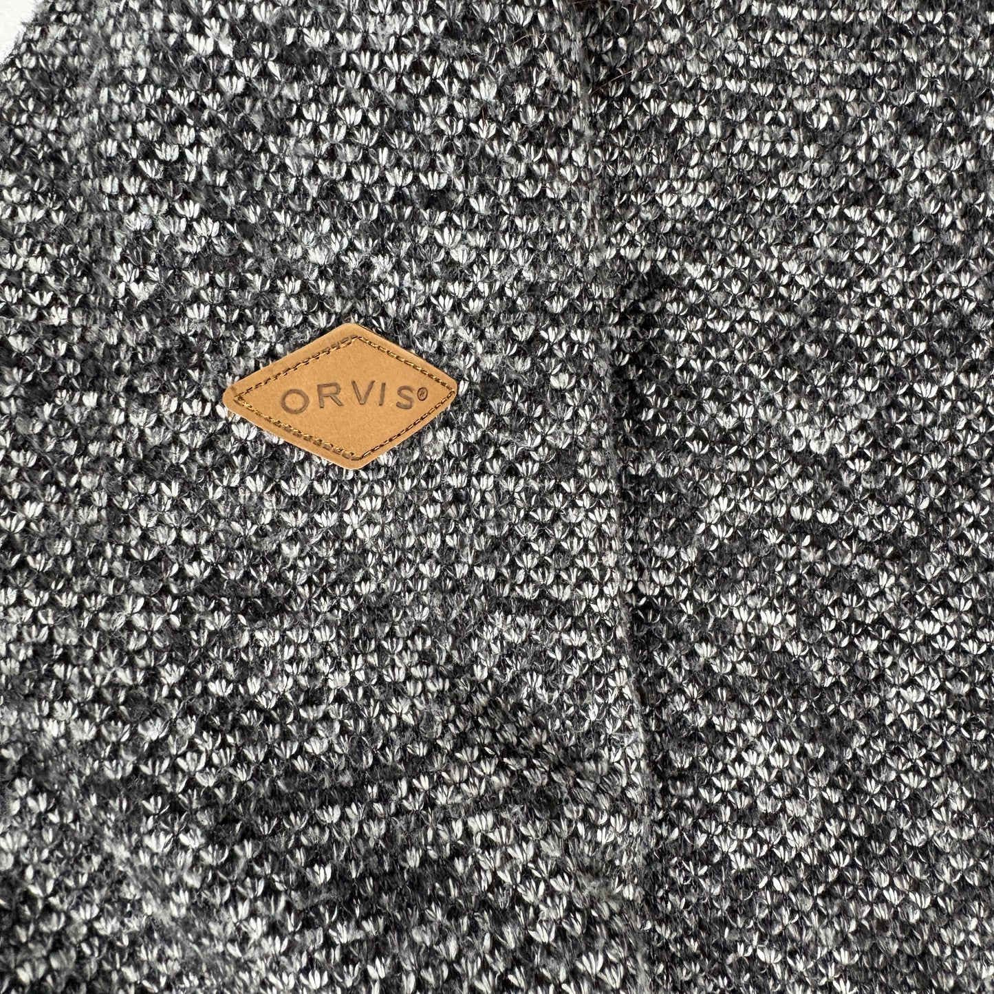 Orvis Men’s XXL Sherpa Fleece Quarter Zip Pullover Gray Black Sweater Jacket