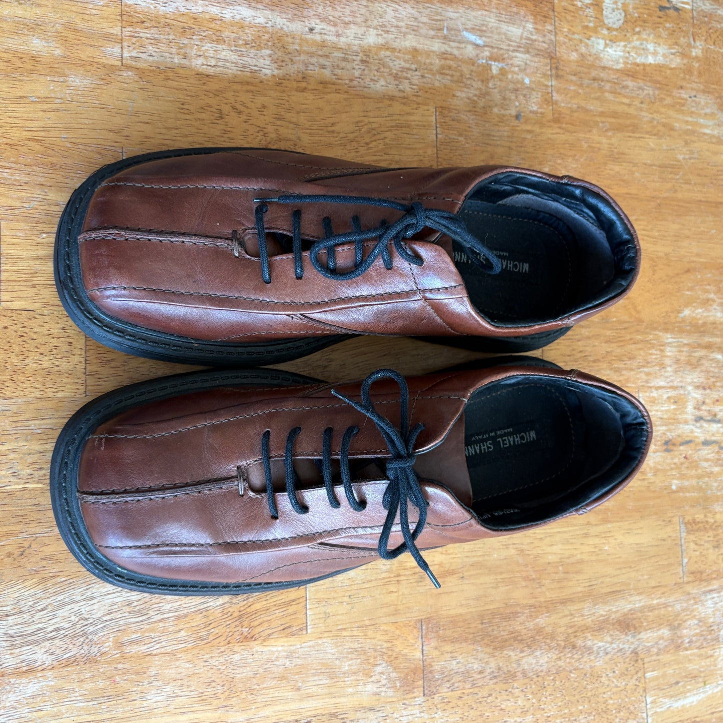 Michael Shannon Italy Men’s 10.5 Brown Leather Lace Up Comfort Casual Dress Shoes
