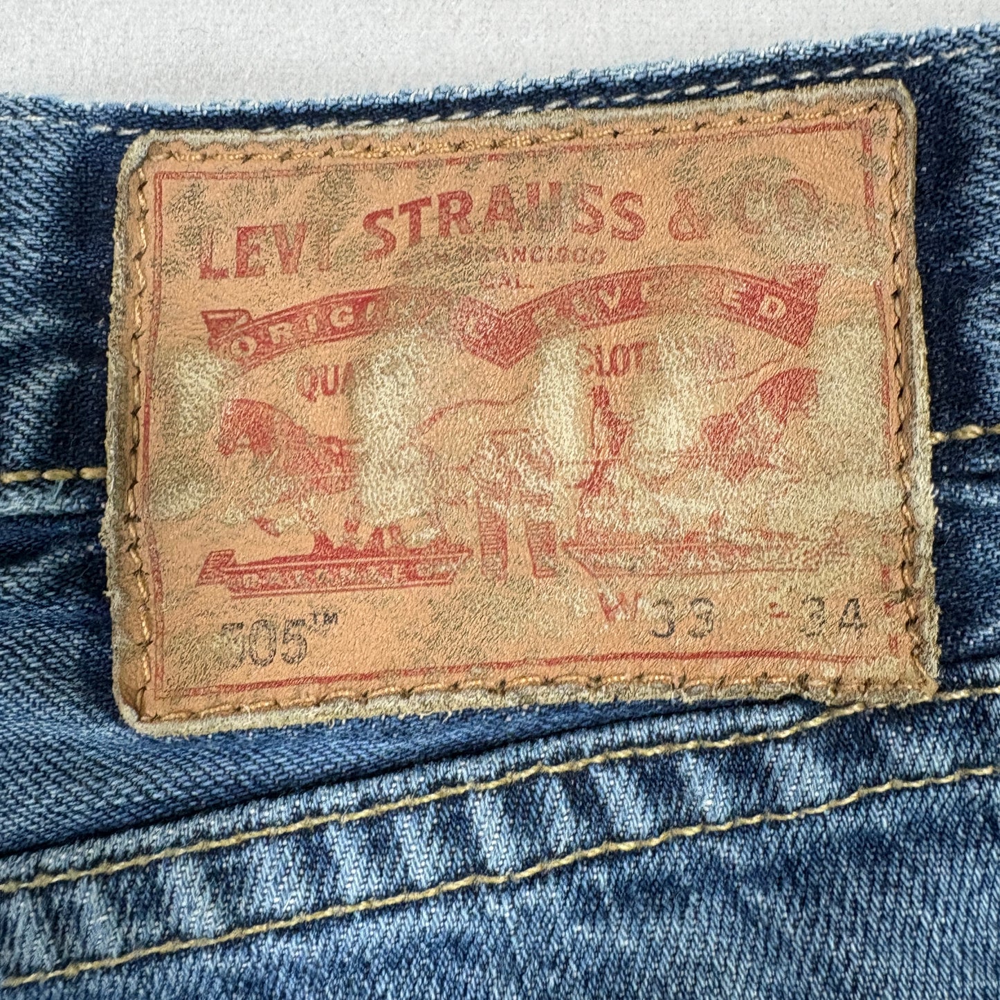 Levi’s Mens 505 Jeans 33x34 Blue Straight Leg Denim Vintage Y2K Workwear