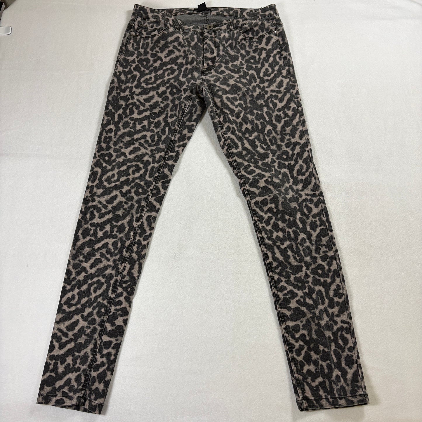 Womens H&M Skinny Jeans Size 12 Leopard Print Stretch Denim Y2K Streetwear Retro