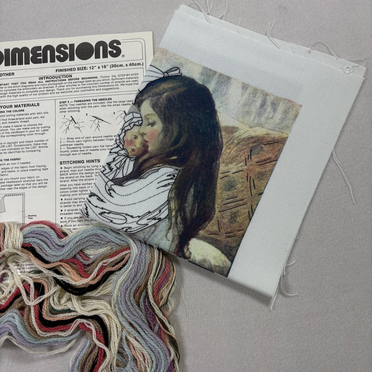 Dimensions Little Mother Crewel Embroidery Kit 1315 Vintage 1979 Complete