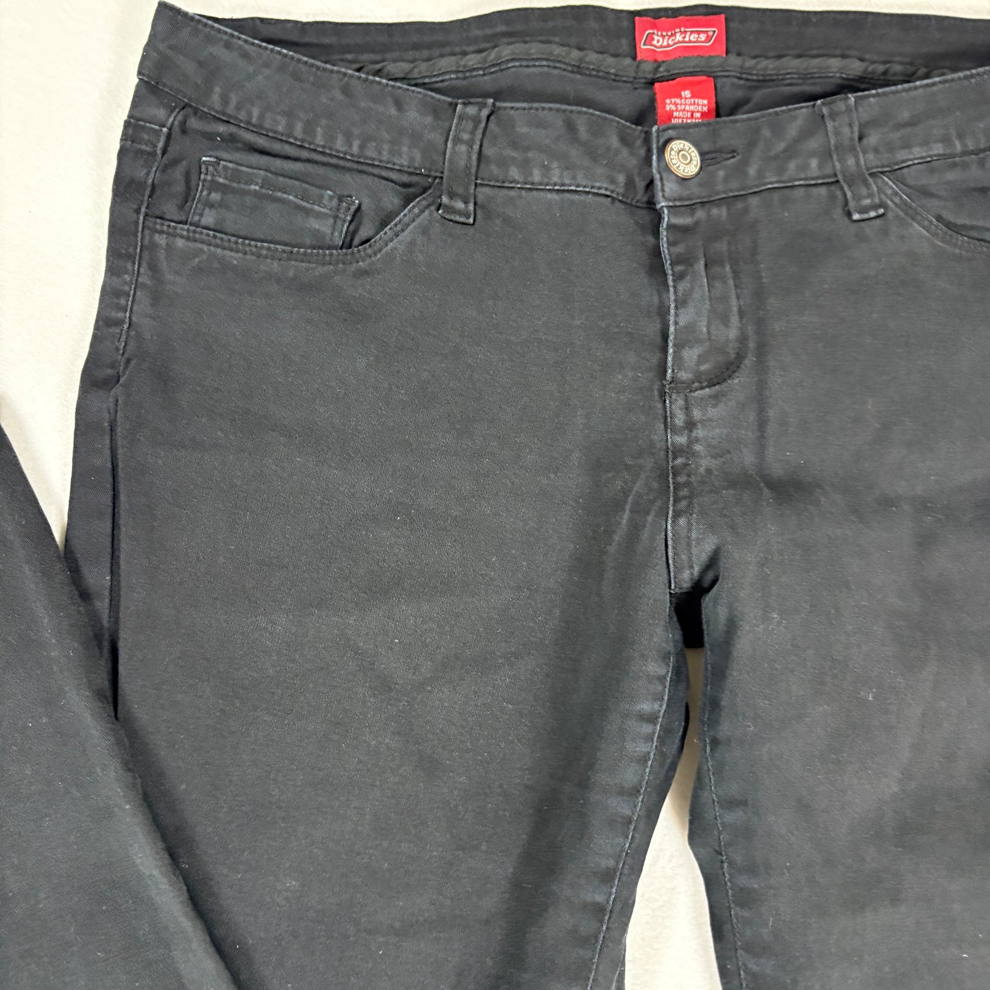 Dickies Women’s Black Pants Size 15 Straight Leg Stretch Cotton Blend Workwear