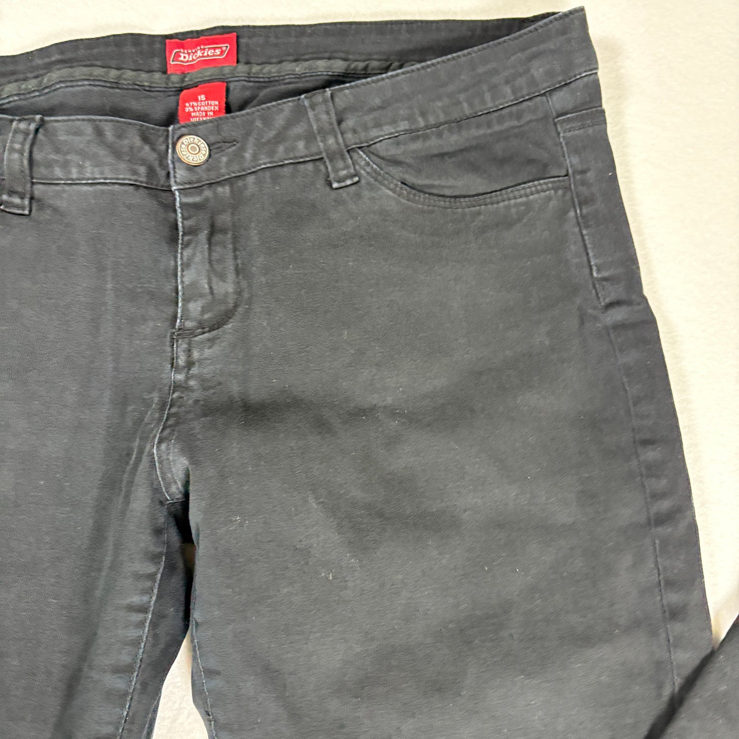 Dickies Women’s Black Pants Size 15 Straight Leg Stretch Cotton Blend Workwear