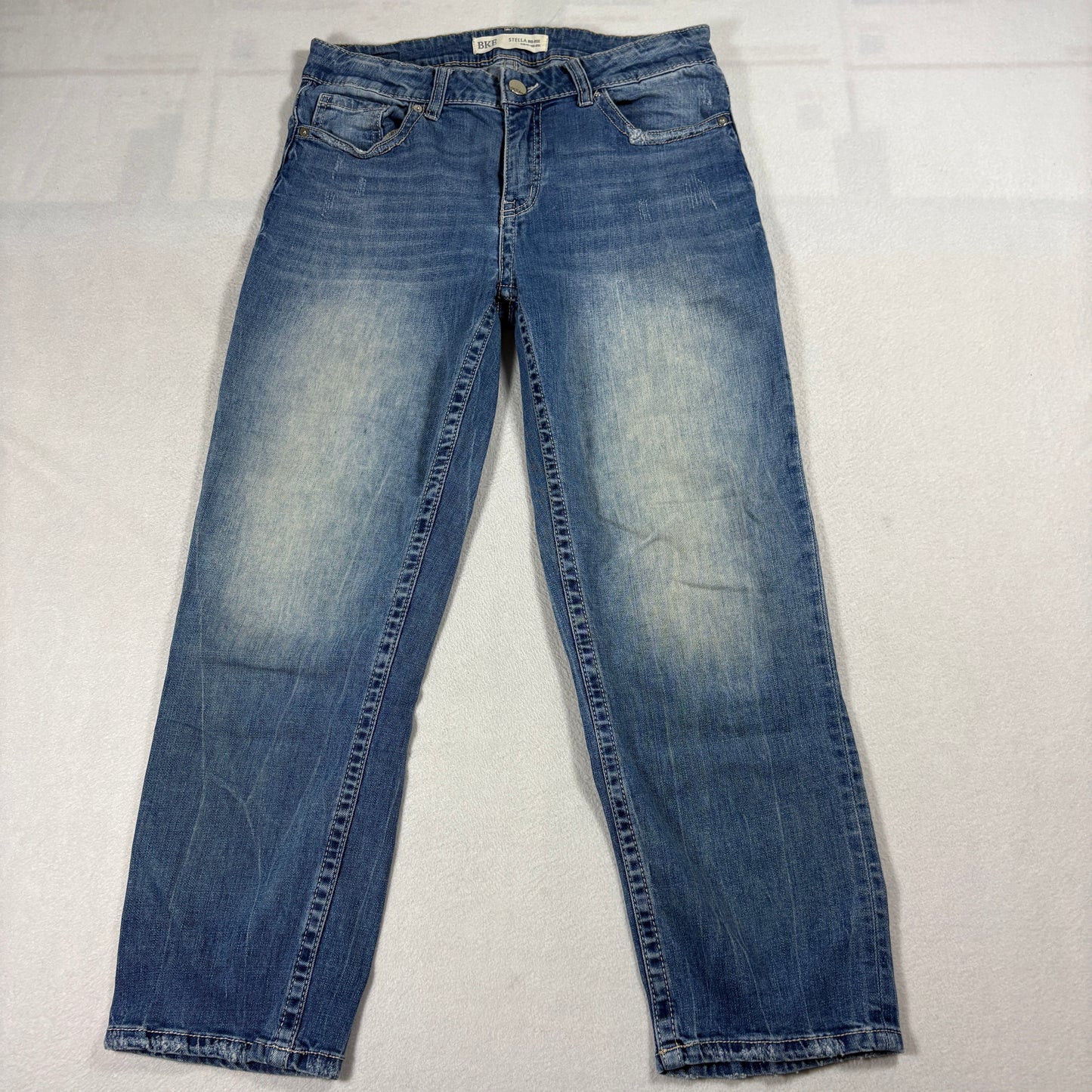 BKE Stella Mid Rise Womens Size 29 Blue Slim Fit Jeans Faded Stretch Denim