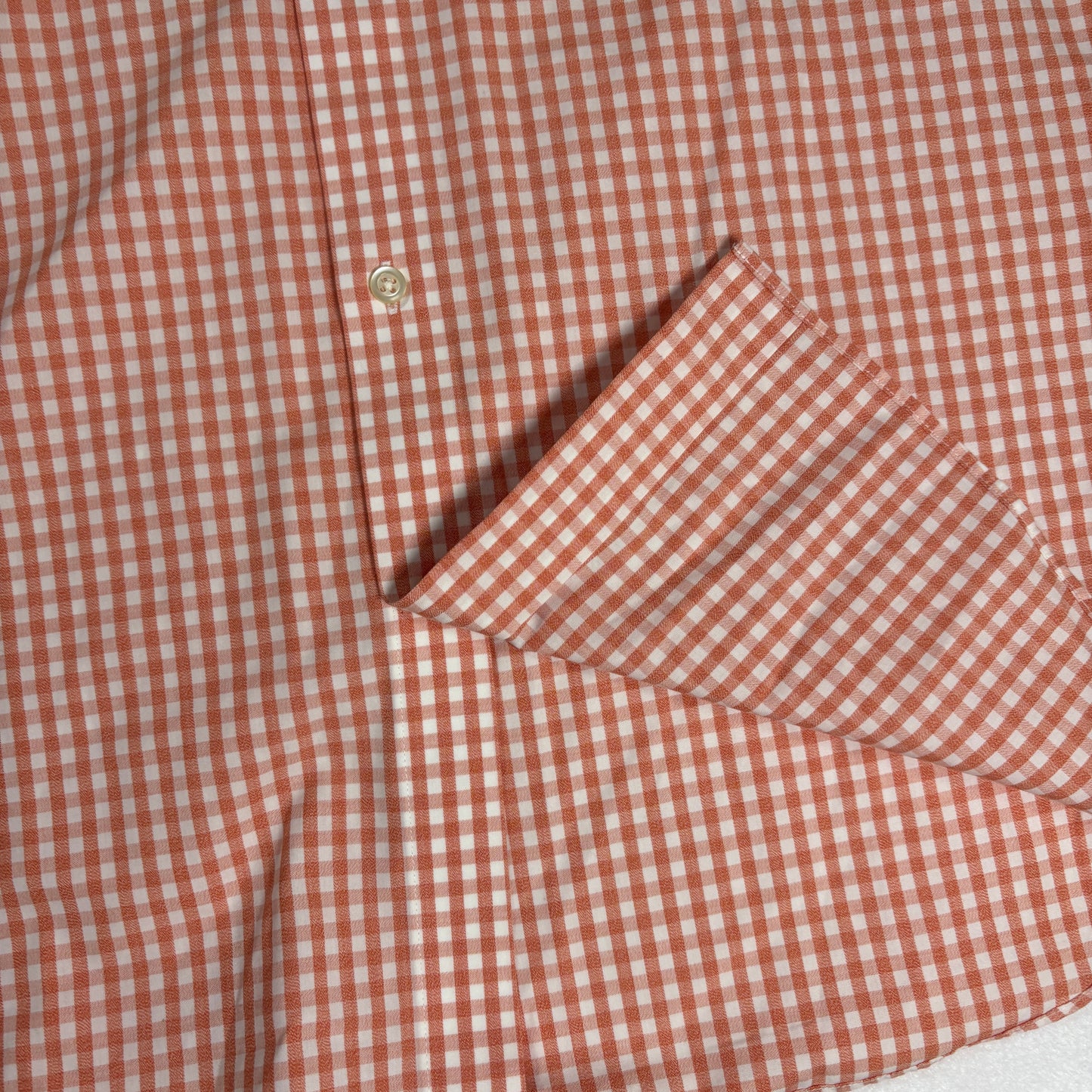 Banana Republic Shirt Grant Fit Large Orange White Gingham Check Button Down