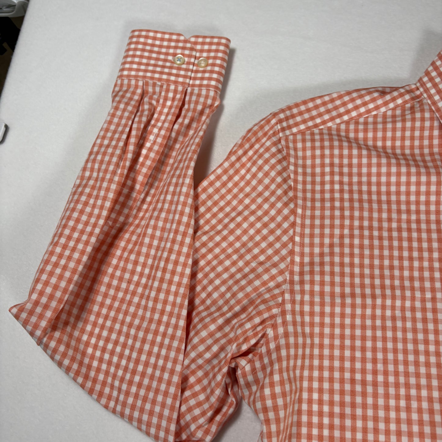 Banana Republic Shirt Grant Fit Large Orange White Gingham Check Button Down