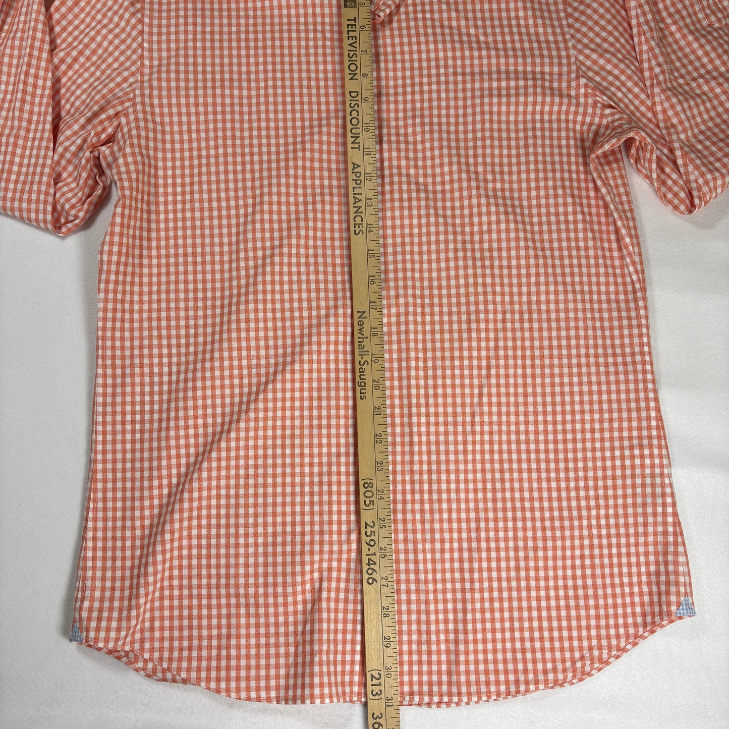 Banana Republic Shirt Grant Fit Large Orange White Gingham Check Button Down