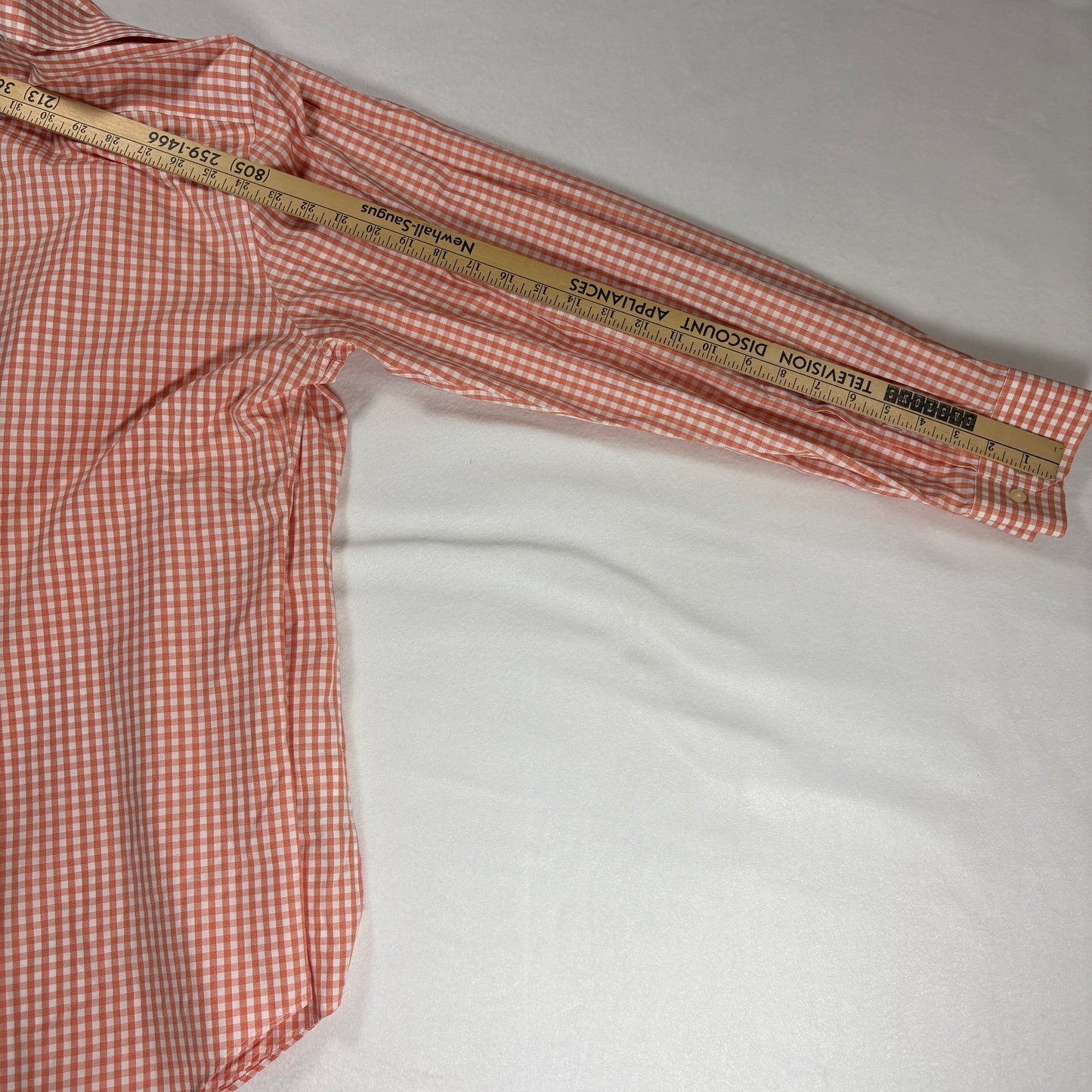 Banana Republic Shirt Grant Fit Large Orange White Gingham Check Button Down